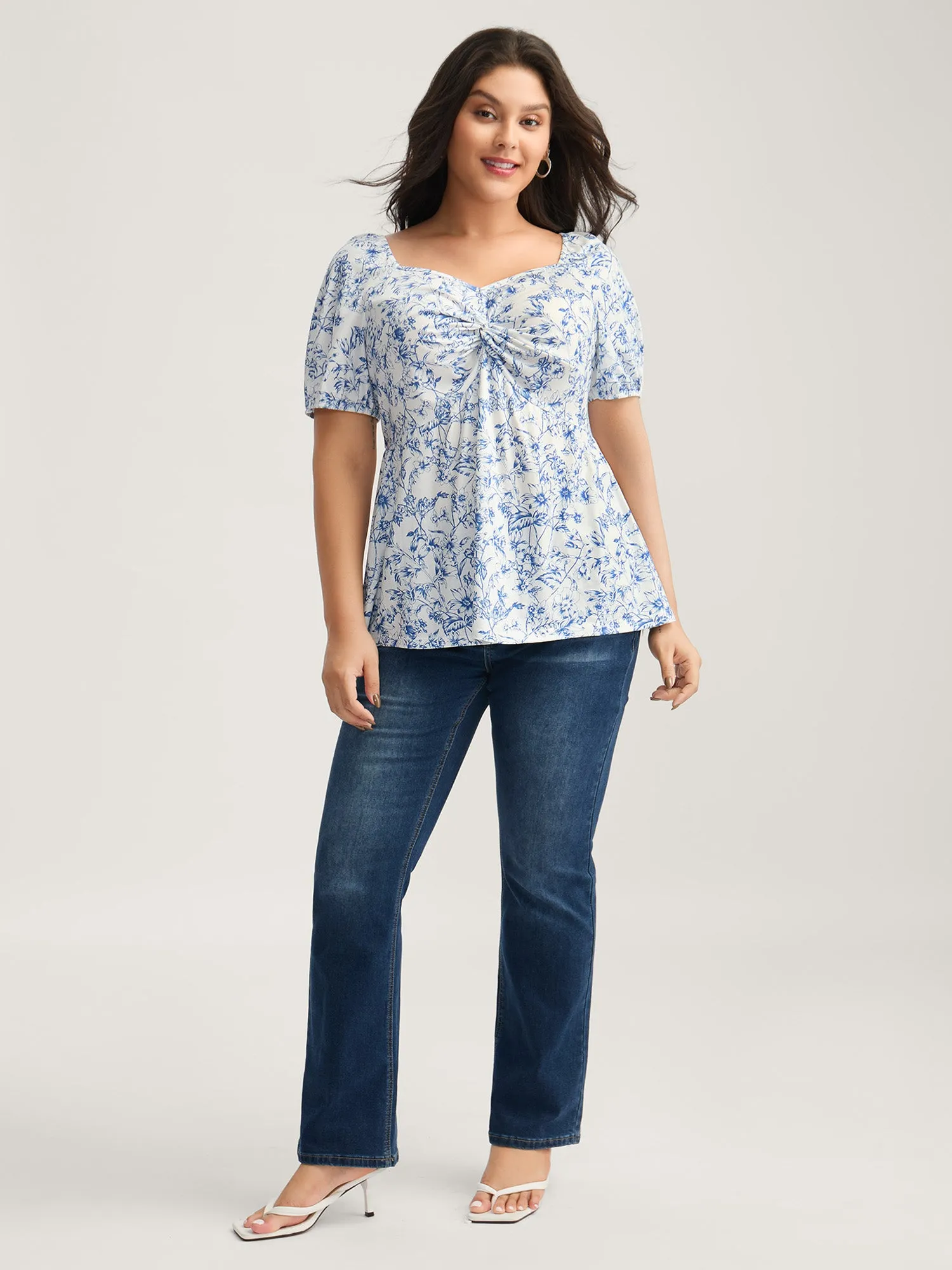 Sweetheart Gathered Bodice Floral Top sold by Bloomchic product image thumbnail 3