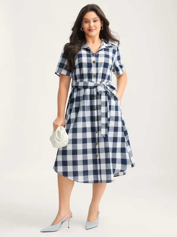 Pure Cotton Check Pattern Shirt Dress sold by Bloomchic