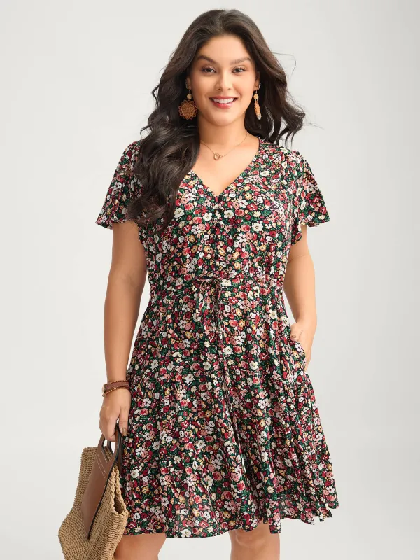 Floral Print Waist-Tie Midi Dress sold by Bloomchic