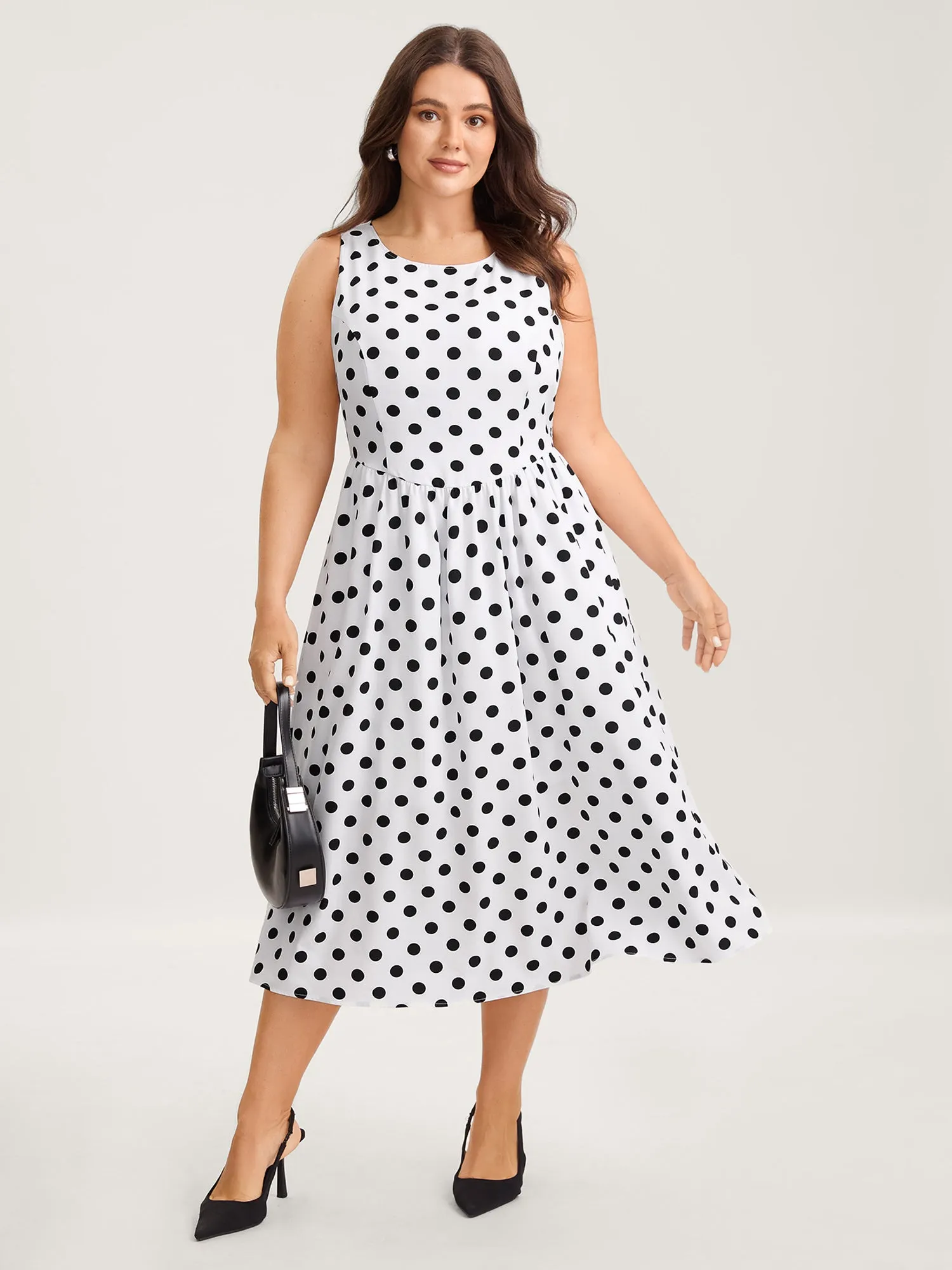 Pretty Polka Dots Drop Waist Midi Dress sold by Bloomchic