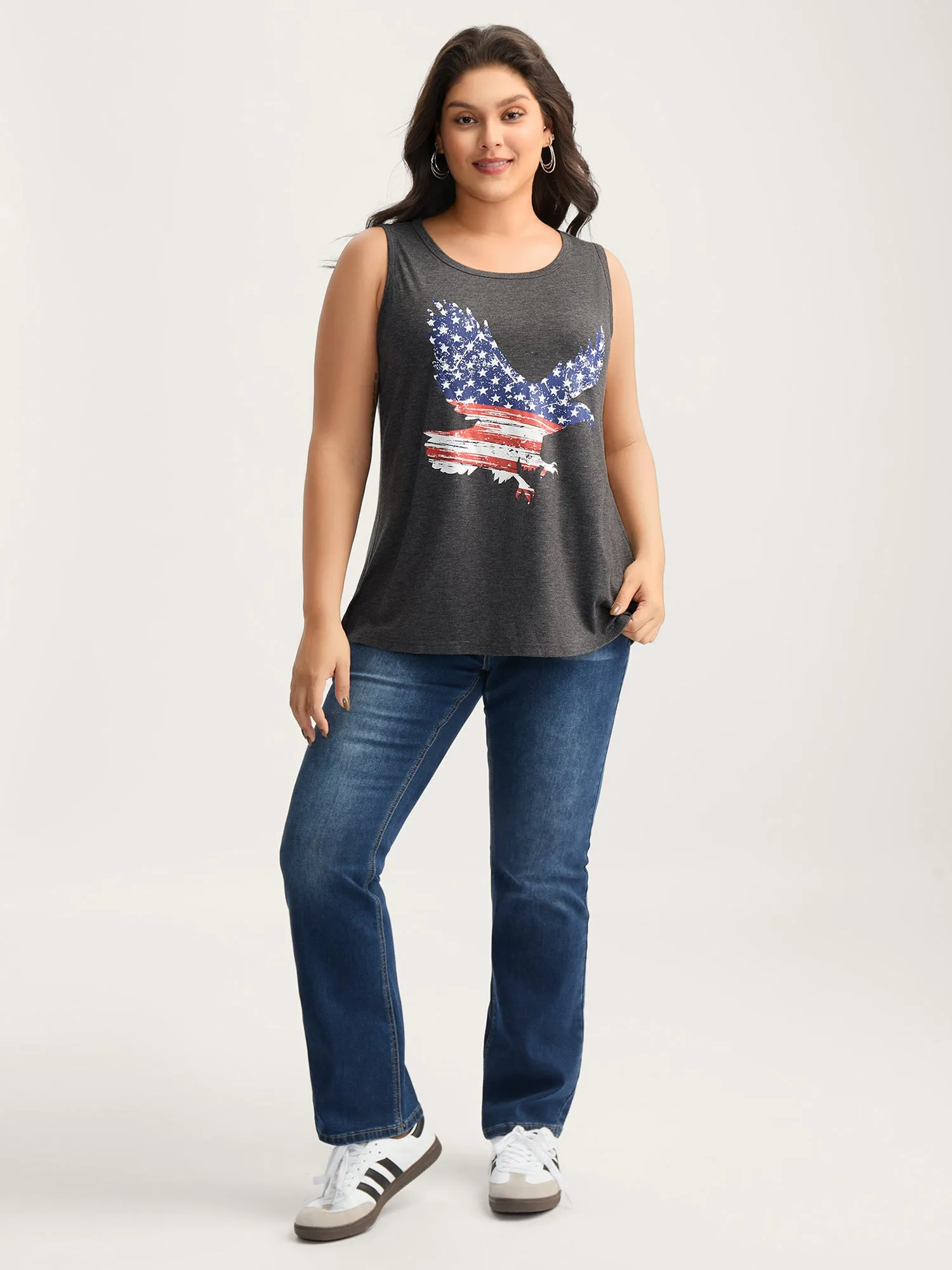Stars and Stripes Curvy Hem Tank Top sold by Bloomchic product image thumbnail 3