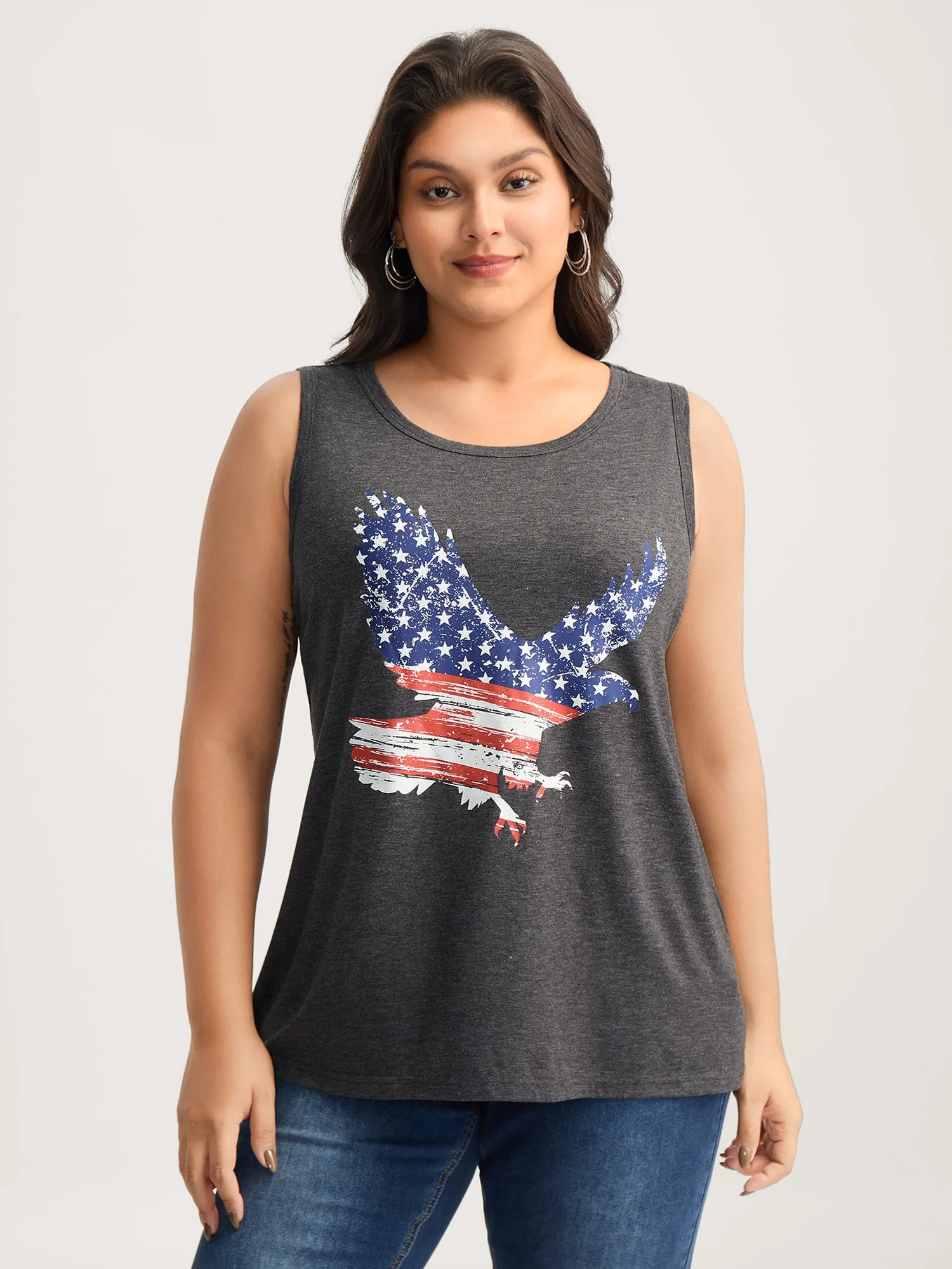 Stars and Stripes Curvy Hem Tank Top sold by Bloomchic product image thumbnail 2