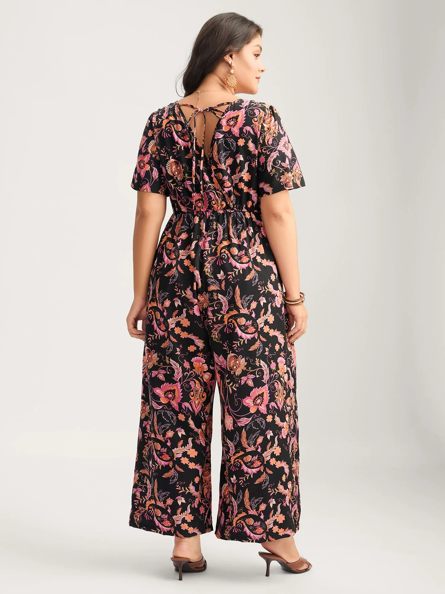 Floral Print Square Neck Pockets Jumpsuit sold by Bloomchic product image thumbnail 4