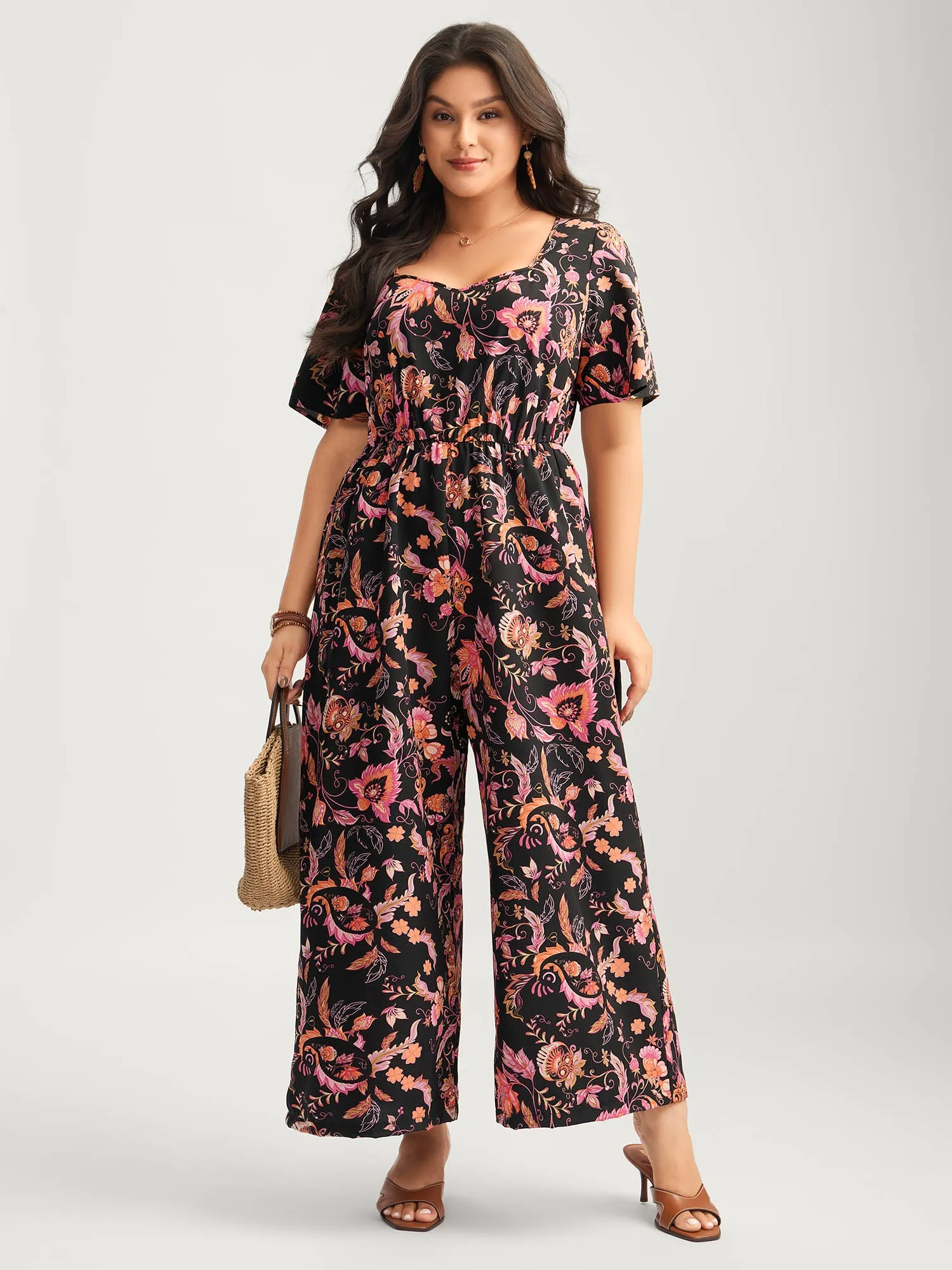 Floral Print Square Neck Pockets Jumpsuit sold by Bloomchic product image thumbnail 3