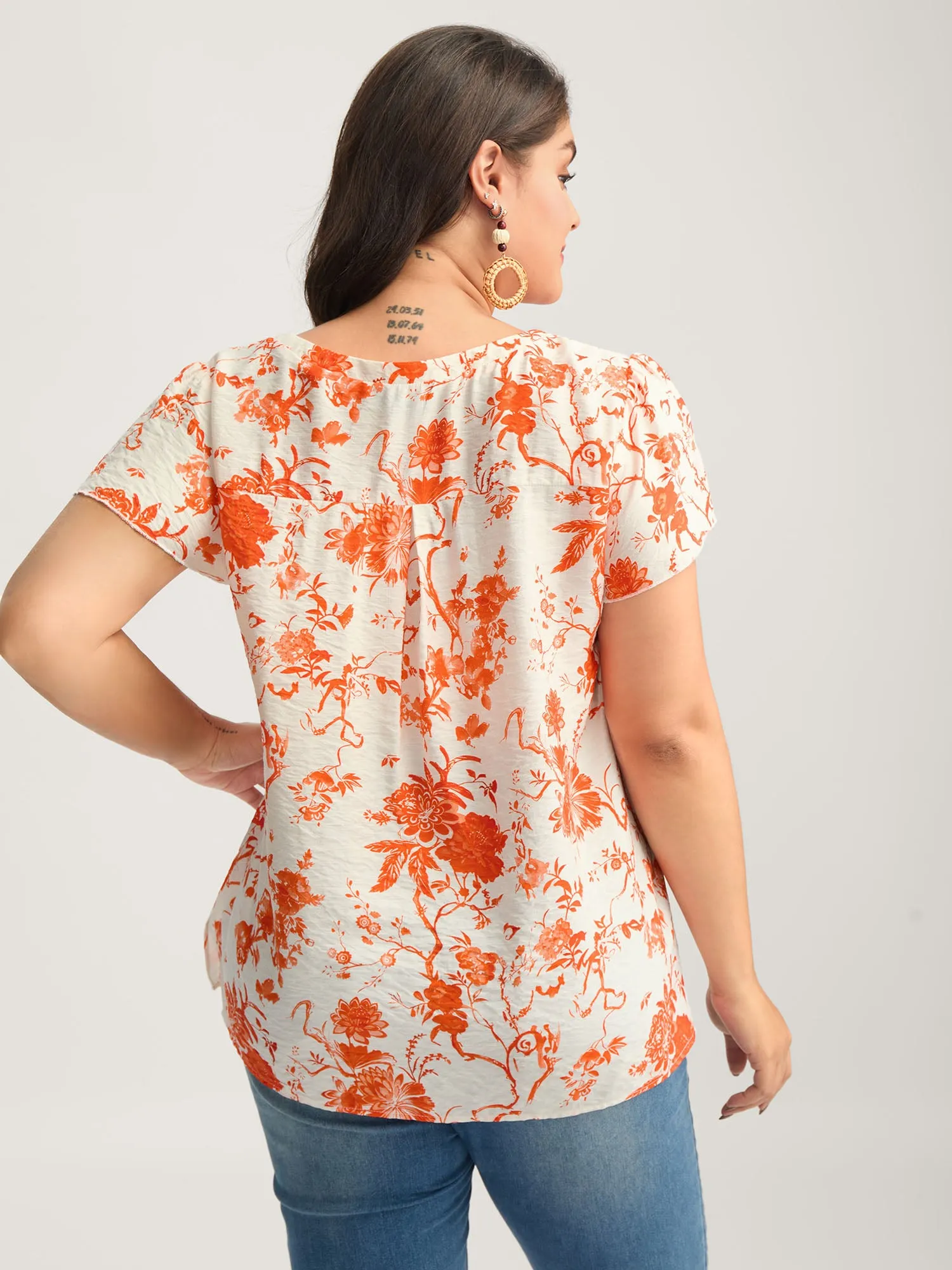 Floral Print Pleated Front Blouse sold by Bloomchic product image thumbnail 4