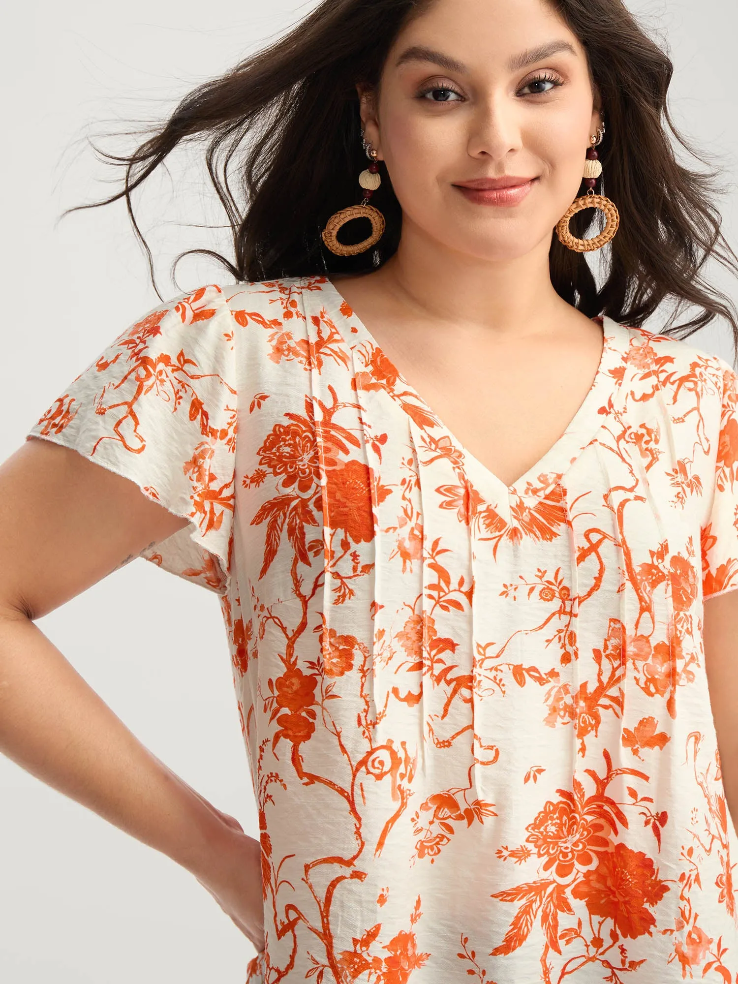 Floral Print Pleated Front Blouse sold by Bloomchic product image thumbnail 2
