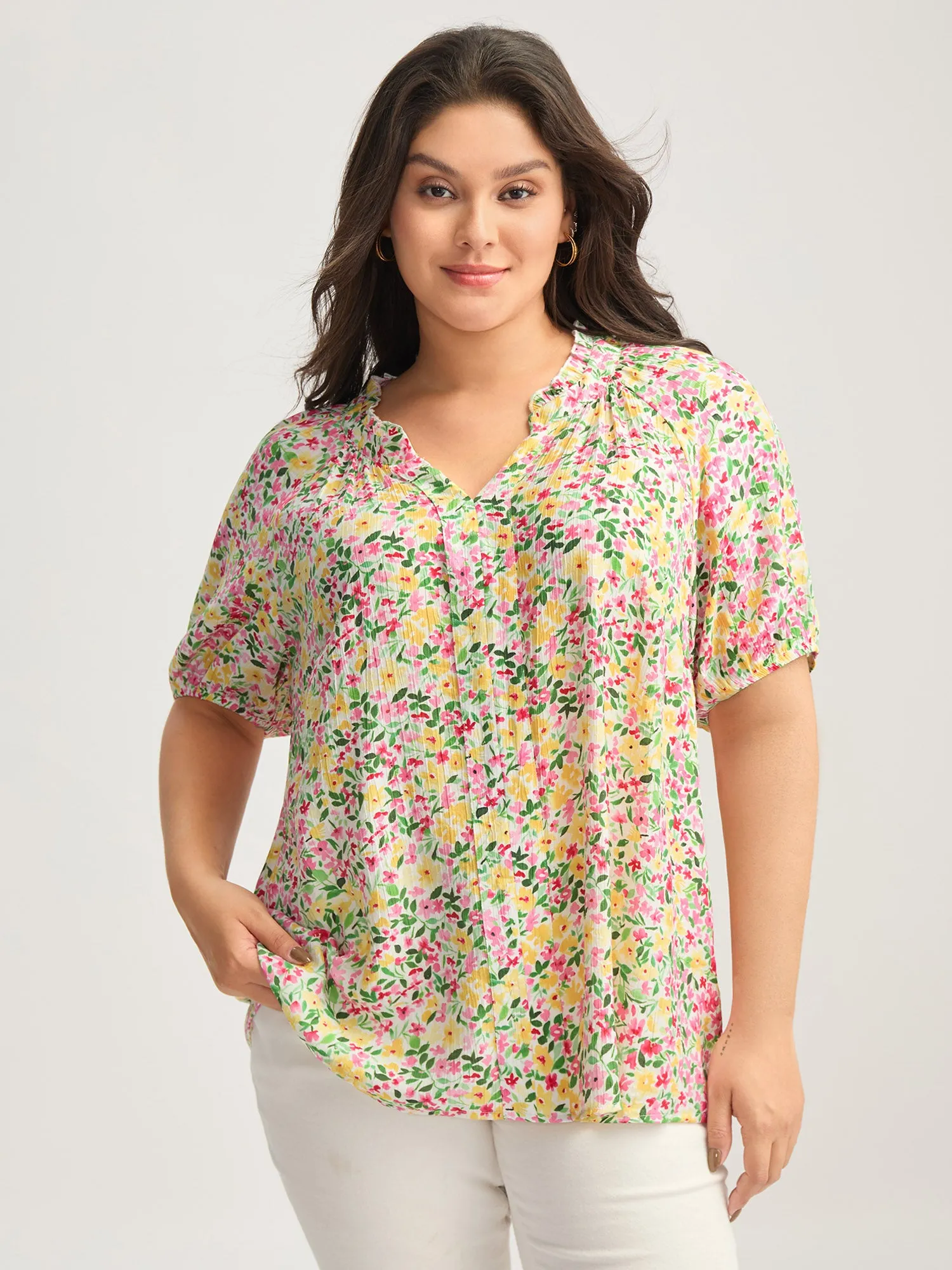 Floral Print Puff Sleeve Flowy Blouse sold by Bloomchic