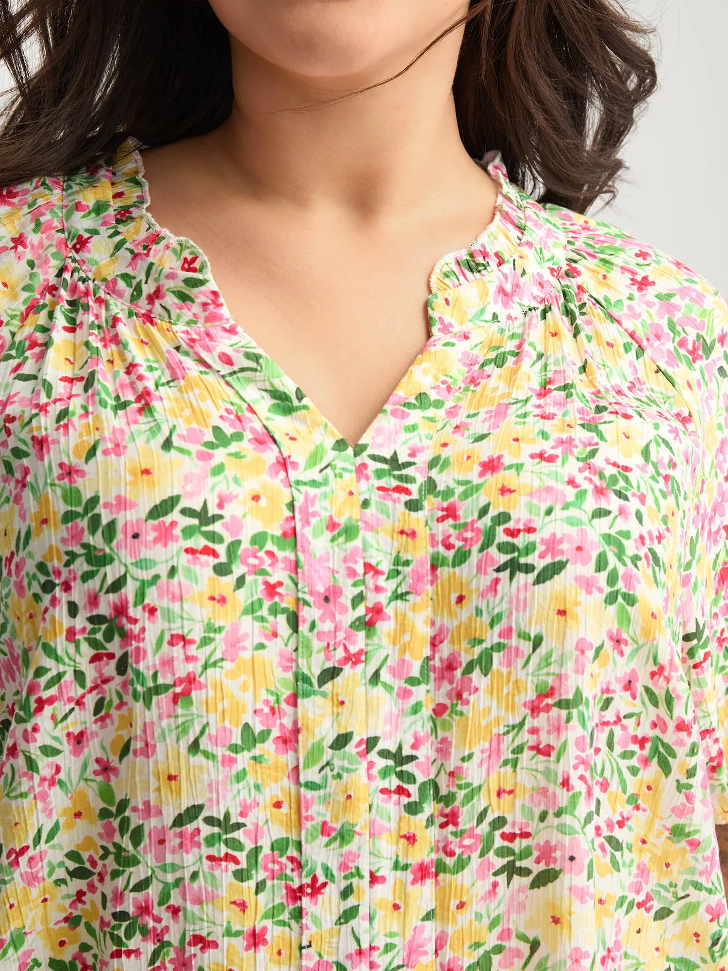 Floral Print Puff Sleeve Flowy Blouse sold by Bloomchic product image thumbnail 2
