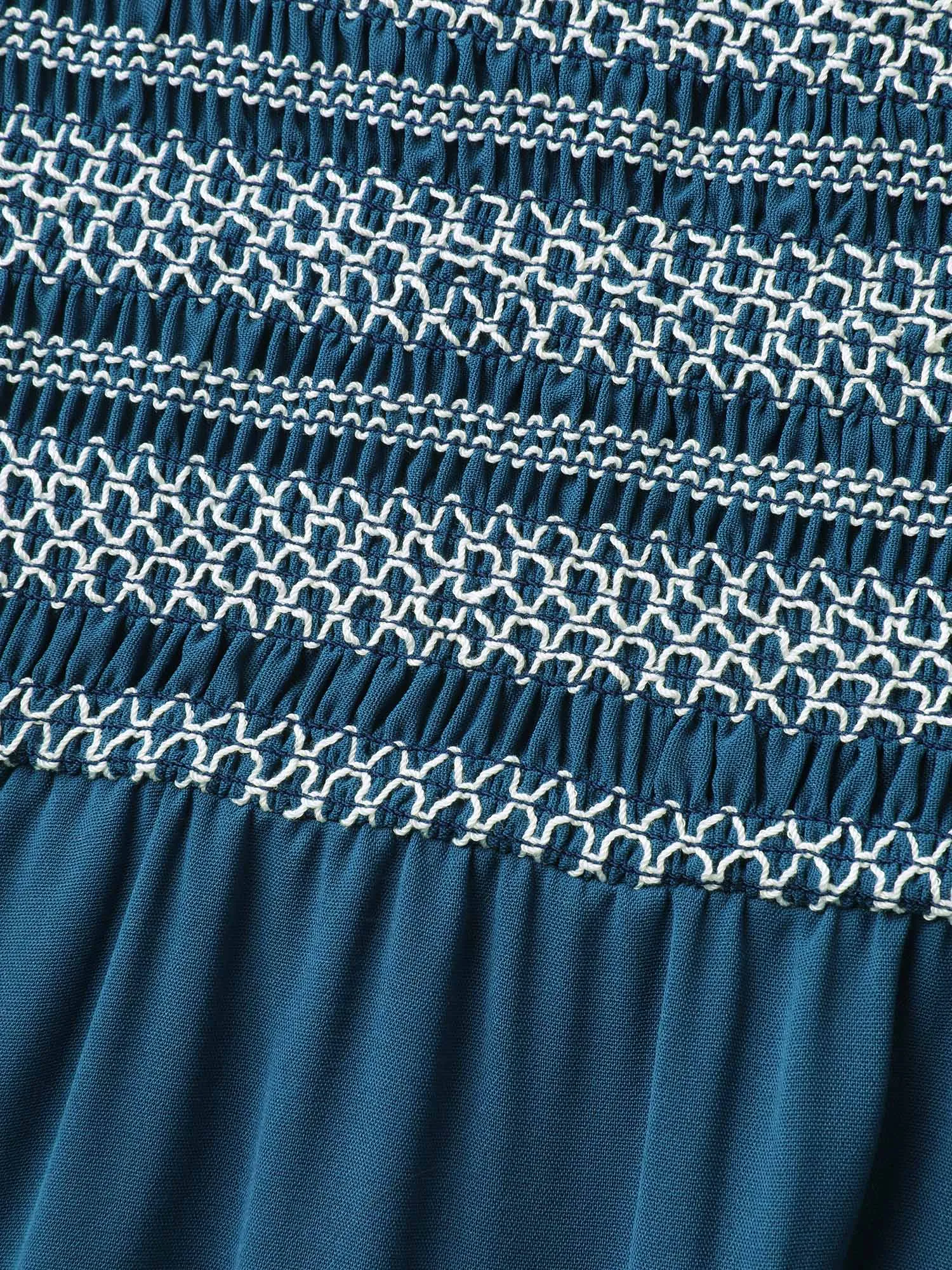 Fancy Shirred Flutter Tiered Pockets Midi Dress sold by Bloomchic product image thumbnail 5