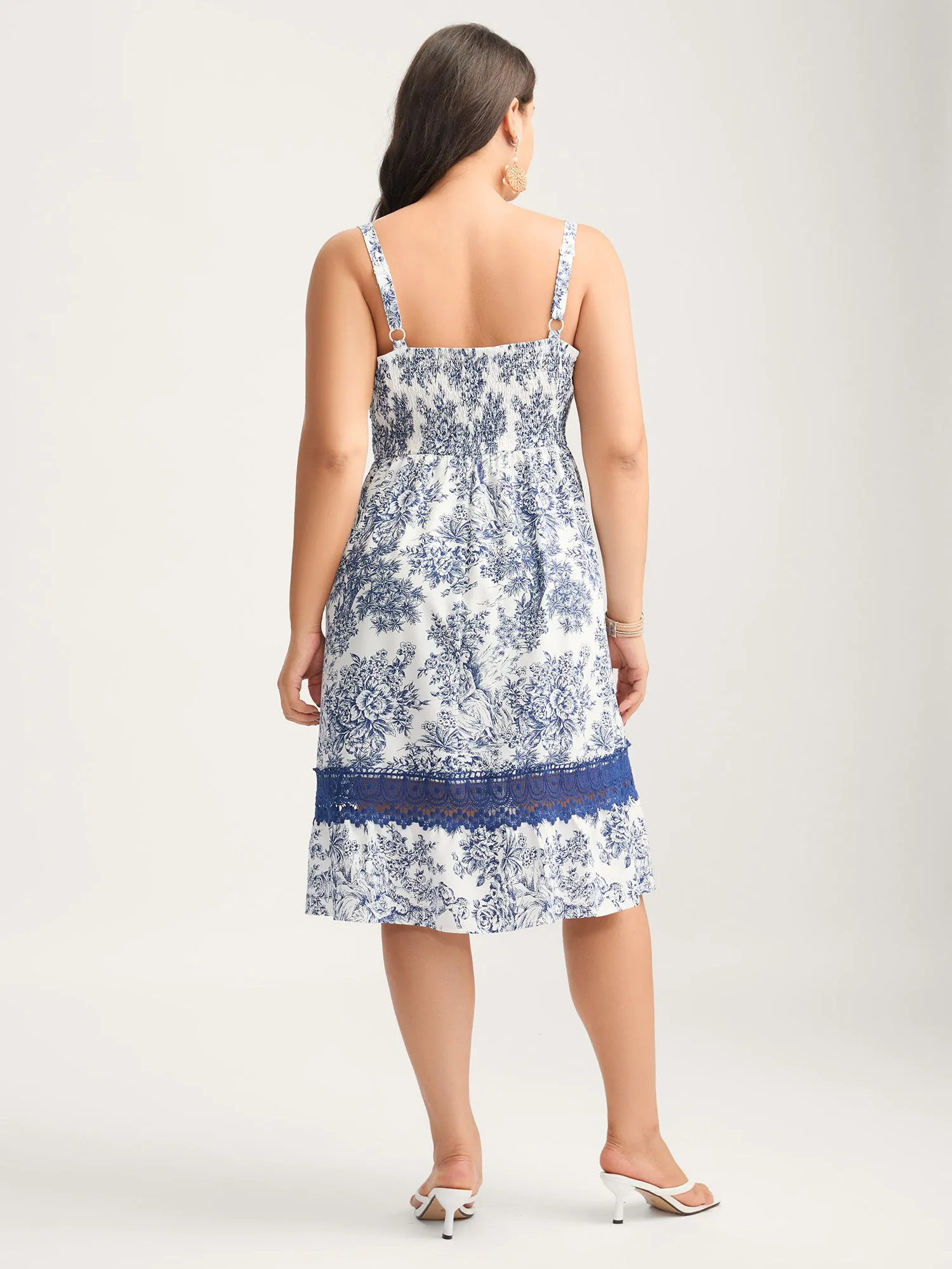 Floral Dreams Lace Spliced Tiered Midi Dress sold by Bloomchic product image thumbnail 4