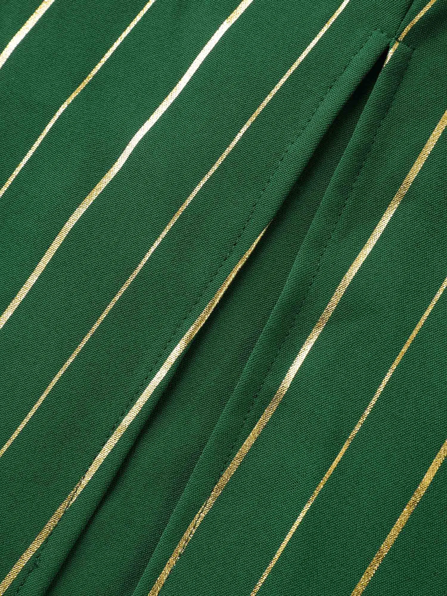 Gold Shimmery Stripes Pockets Midi Dress sold by Bloomchic product image thumbnail 5