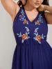 Rayon Floral Embroidery Stretchy Waist Jumpsuit sold by Bloomchic