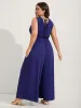 Rayon Floral Embroidery Stretchy Waist Jumpsuit sold by Bloomchic