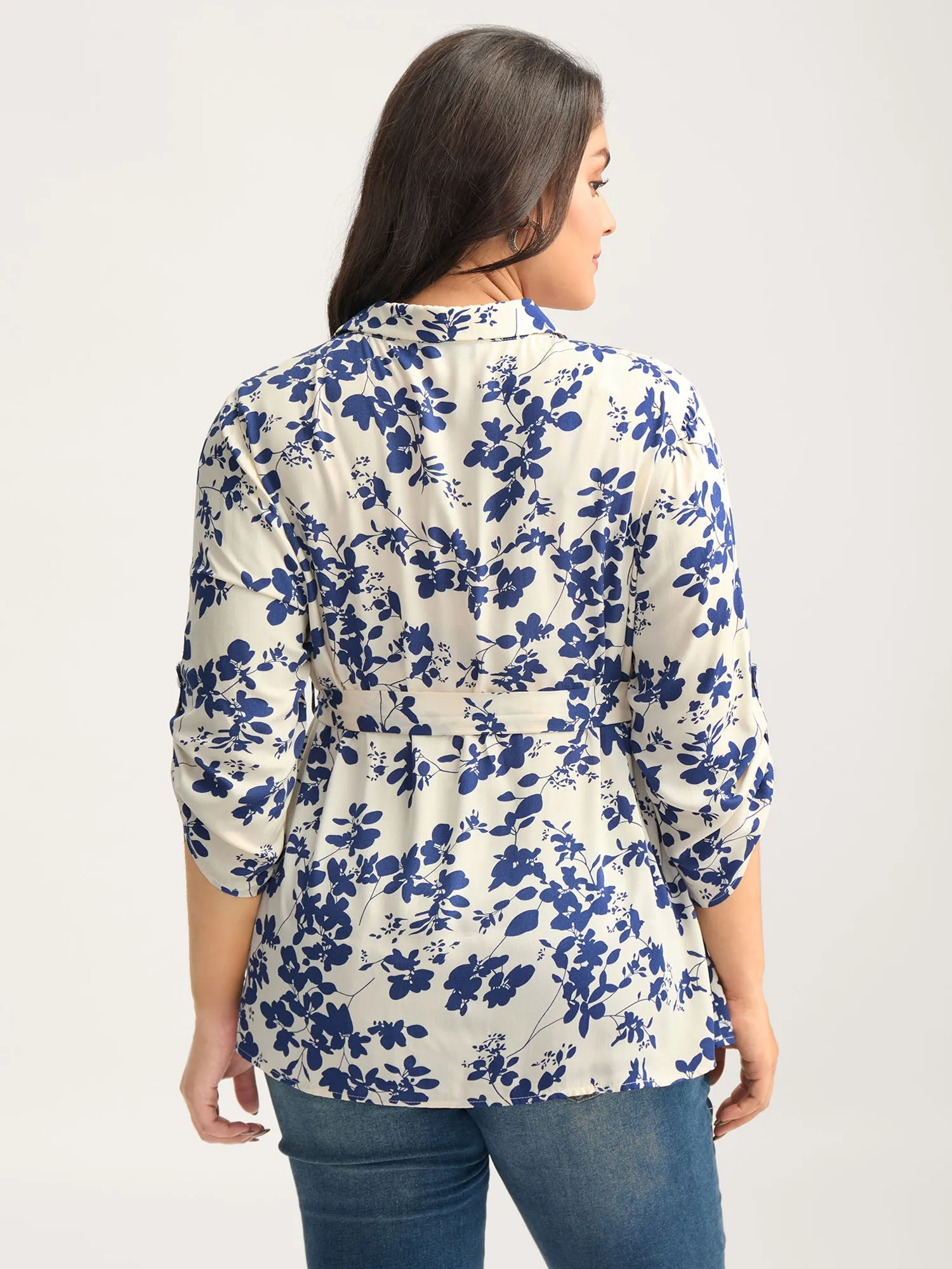 Floral Print Waist-Tie Button Blouse sold by Bloomchic product image thumbnail 4