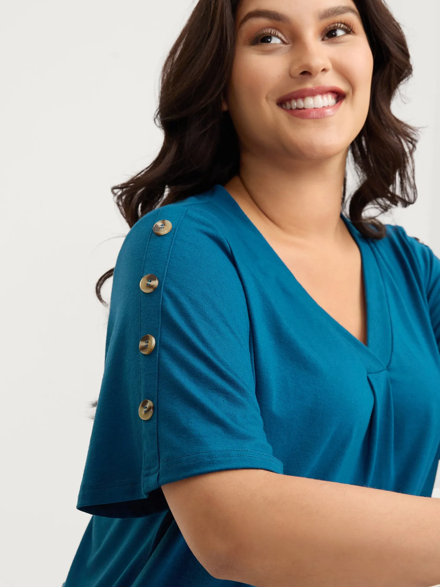 Supersoft Bust-Friendly Pleated T-Shirt sold by Bloomchic