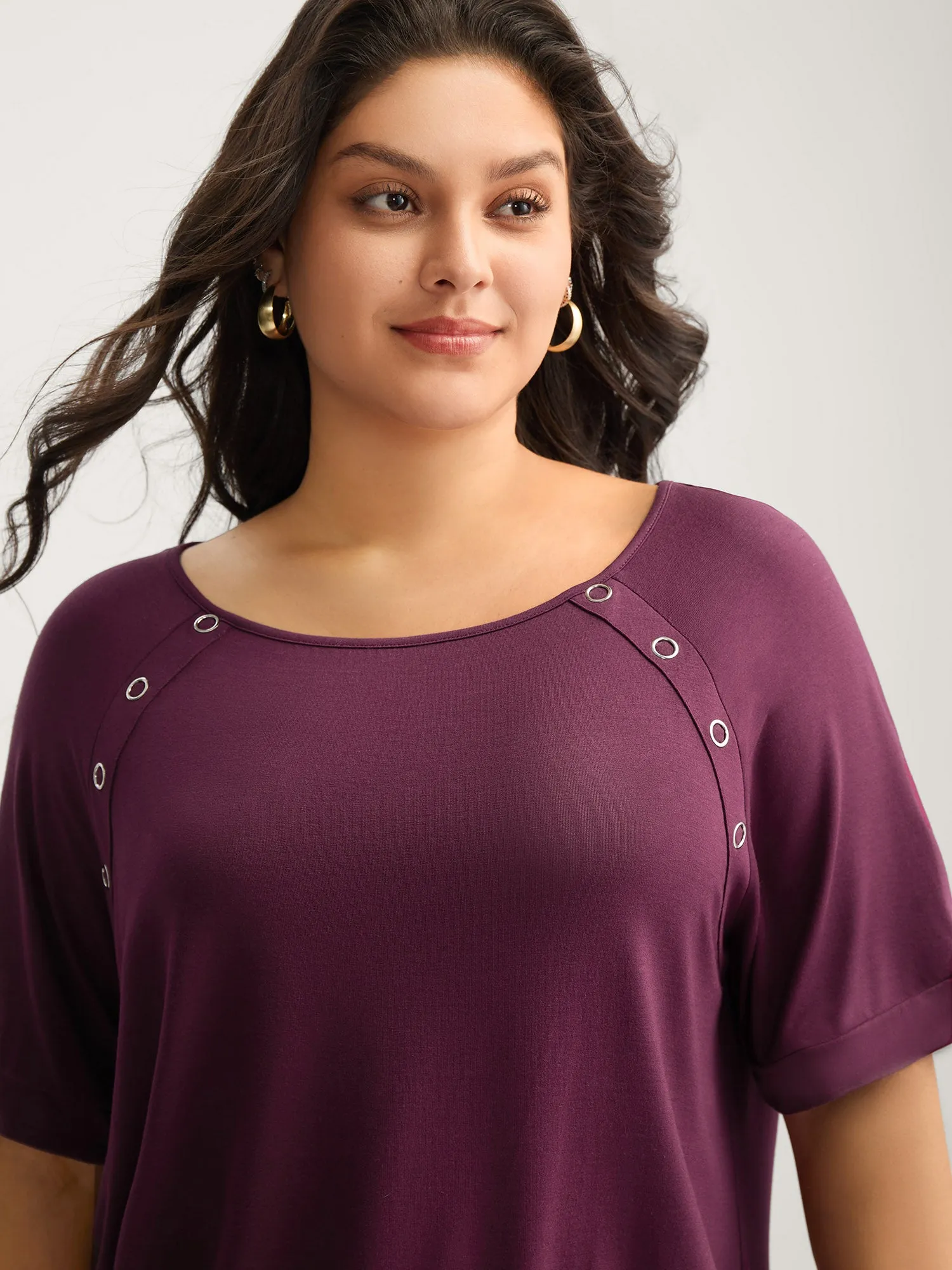Supersoft Raglan Button Solid Knit Top sold by Bloomchic product image thumbnail 2