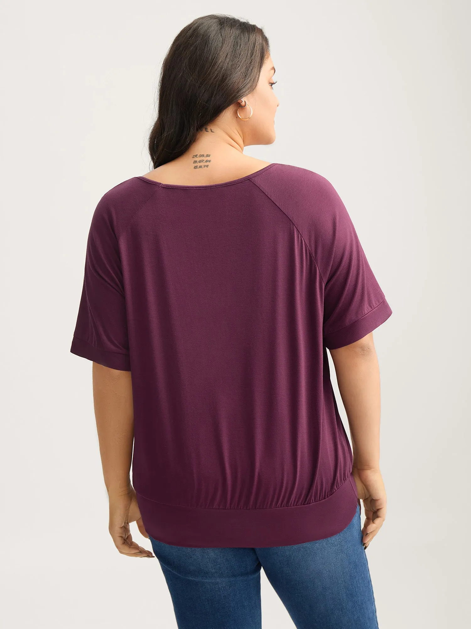 Supersoft Raglan Button Solid Knit Top sold by Bloomchic product image thumbnail 4