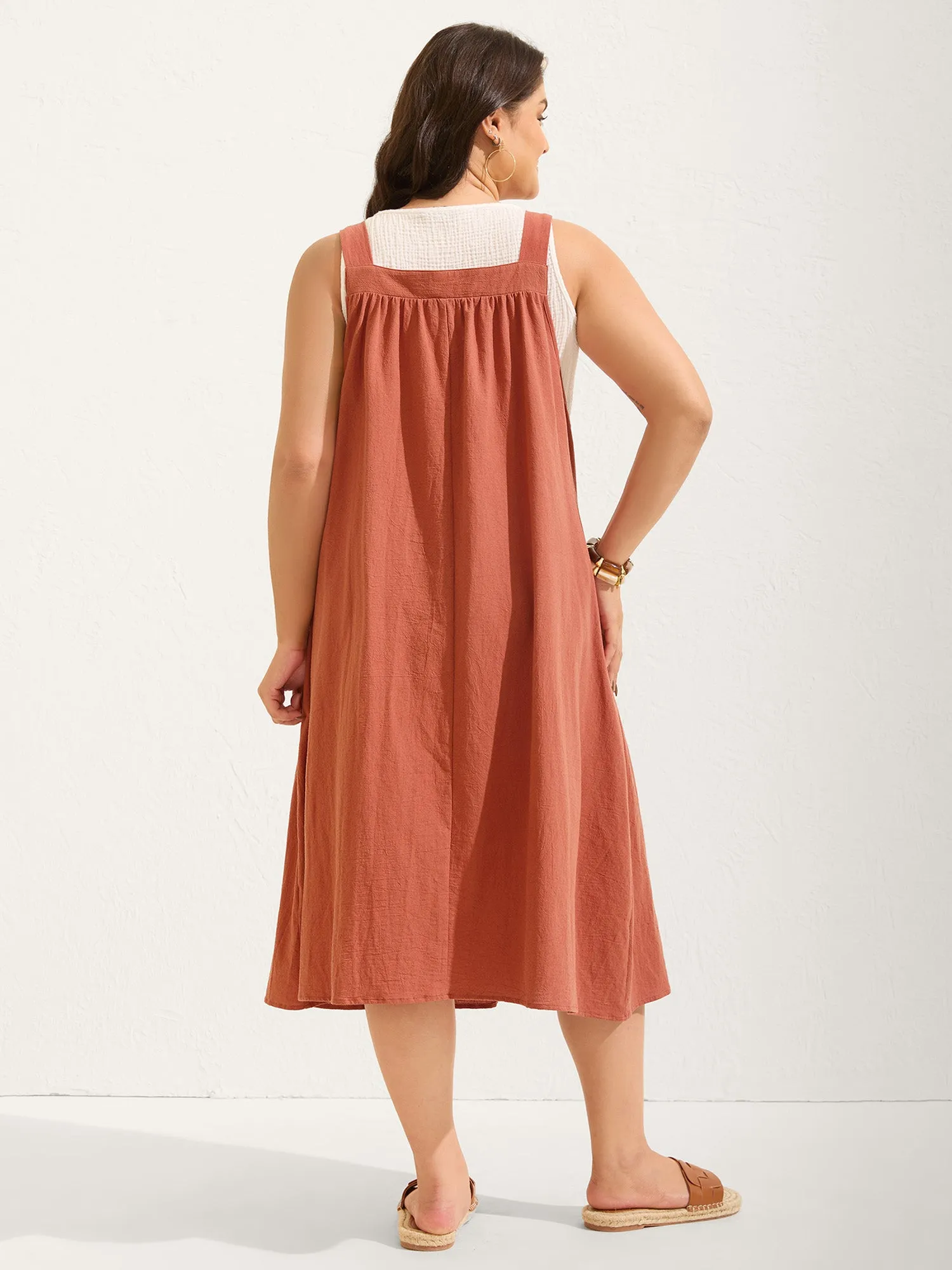 Pure Cotton Pleated Pockets Midi Dress sold by Bloomchic product image thumbnail 4