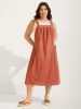 Pure Cotton Pleated Pockets Midi Dress sold by Bloomchic