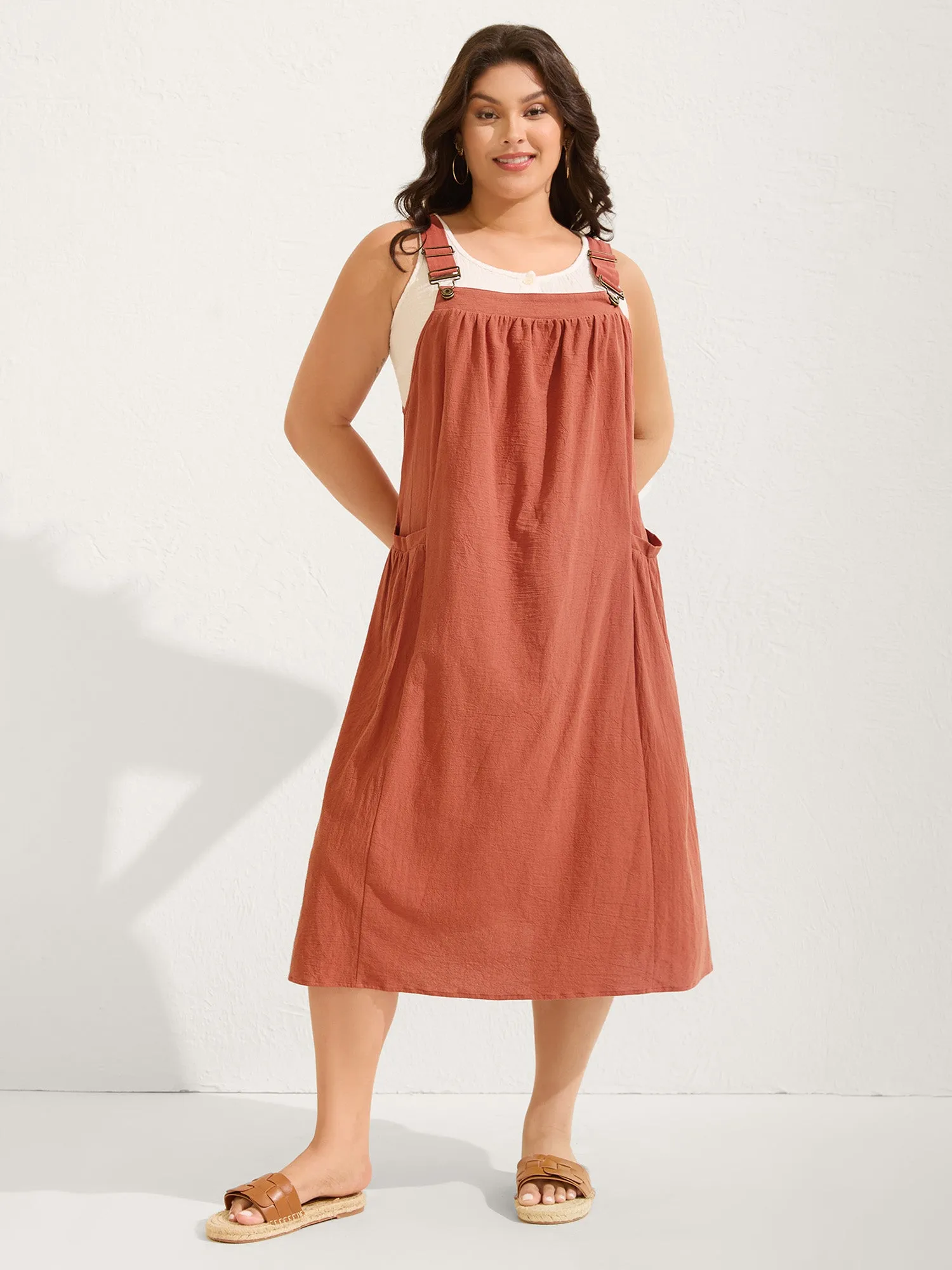 Pure Cotton Pleated Pockets Midi Dress sold by Bloomchic product image thumbnail 3