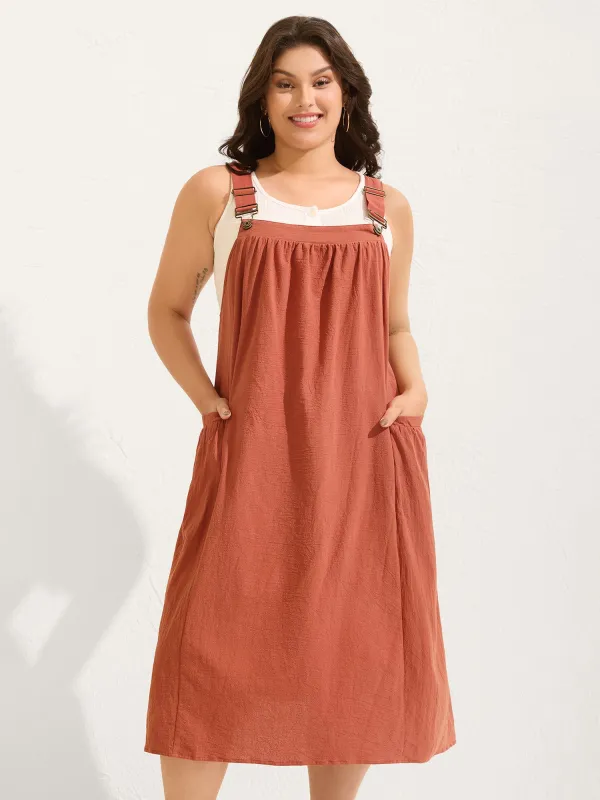 Pure Cotton Pleated Pockets Midi Dress sold by Bloomchic