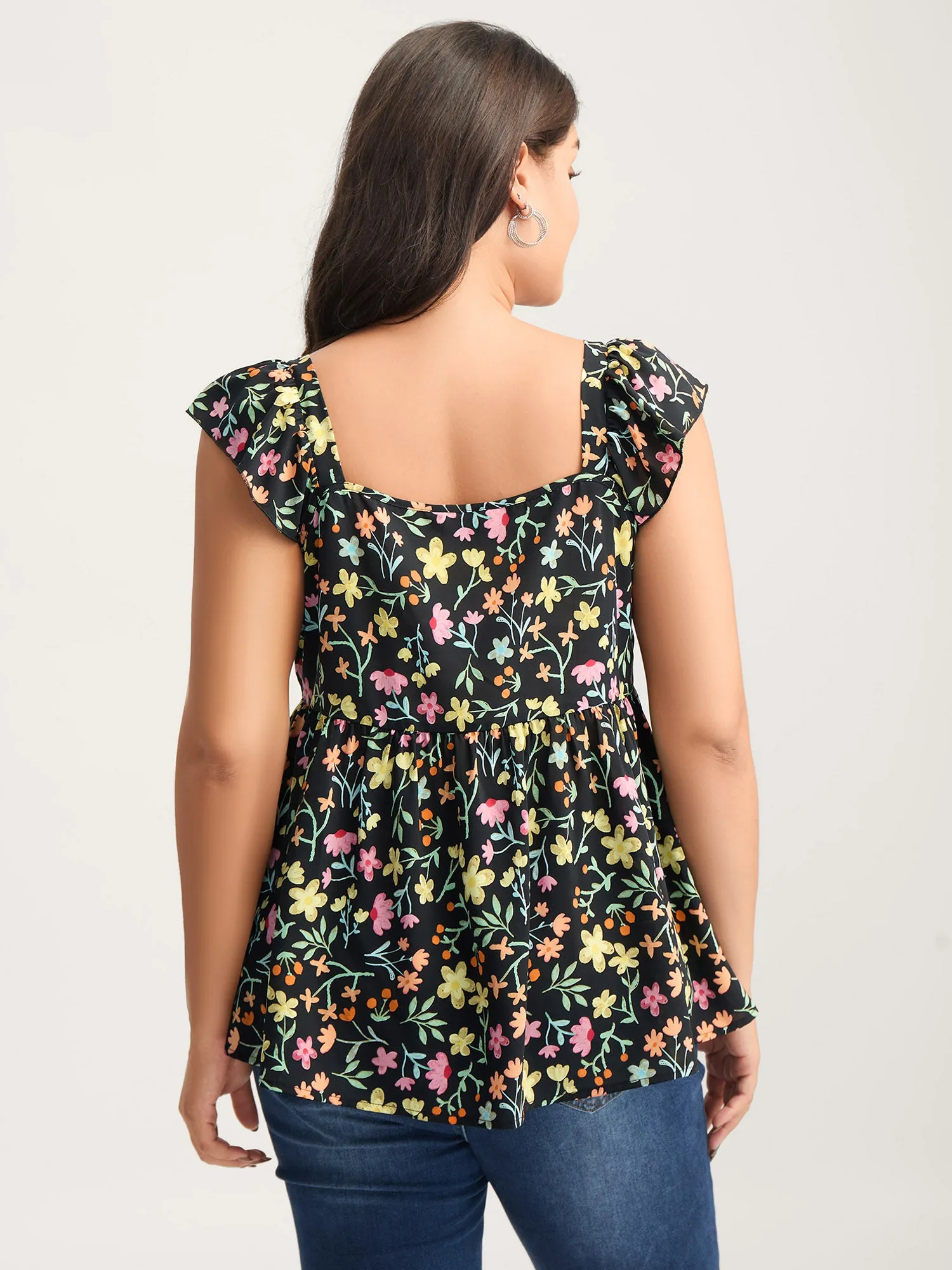 Floral Ruched Bodice Sweetheart Tank Top sold by Bloomchic product image thumbnail 4