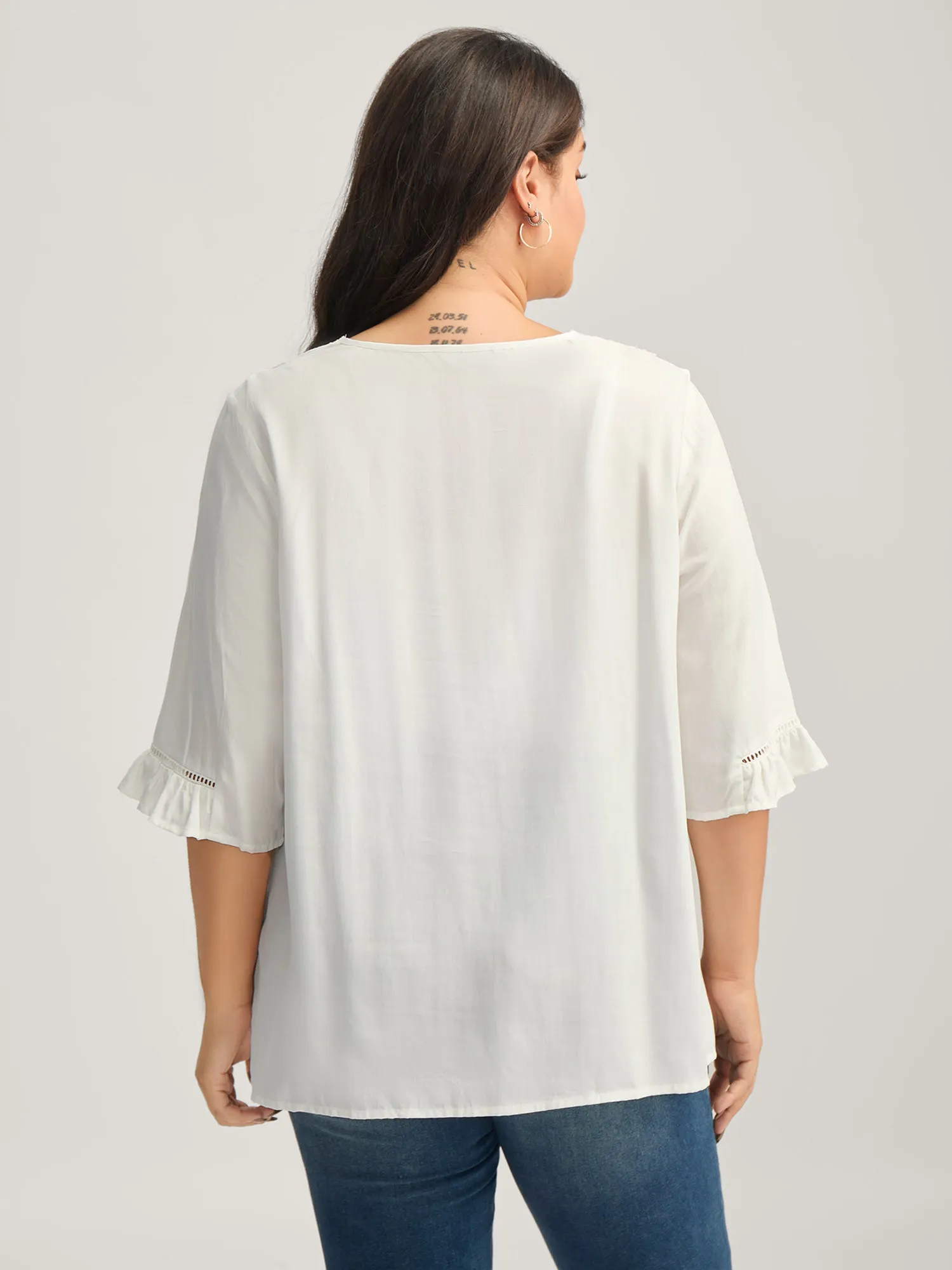 Lace Spliced Button Detail Blouse sold by Bloomchic product image thumbnail 4