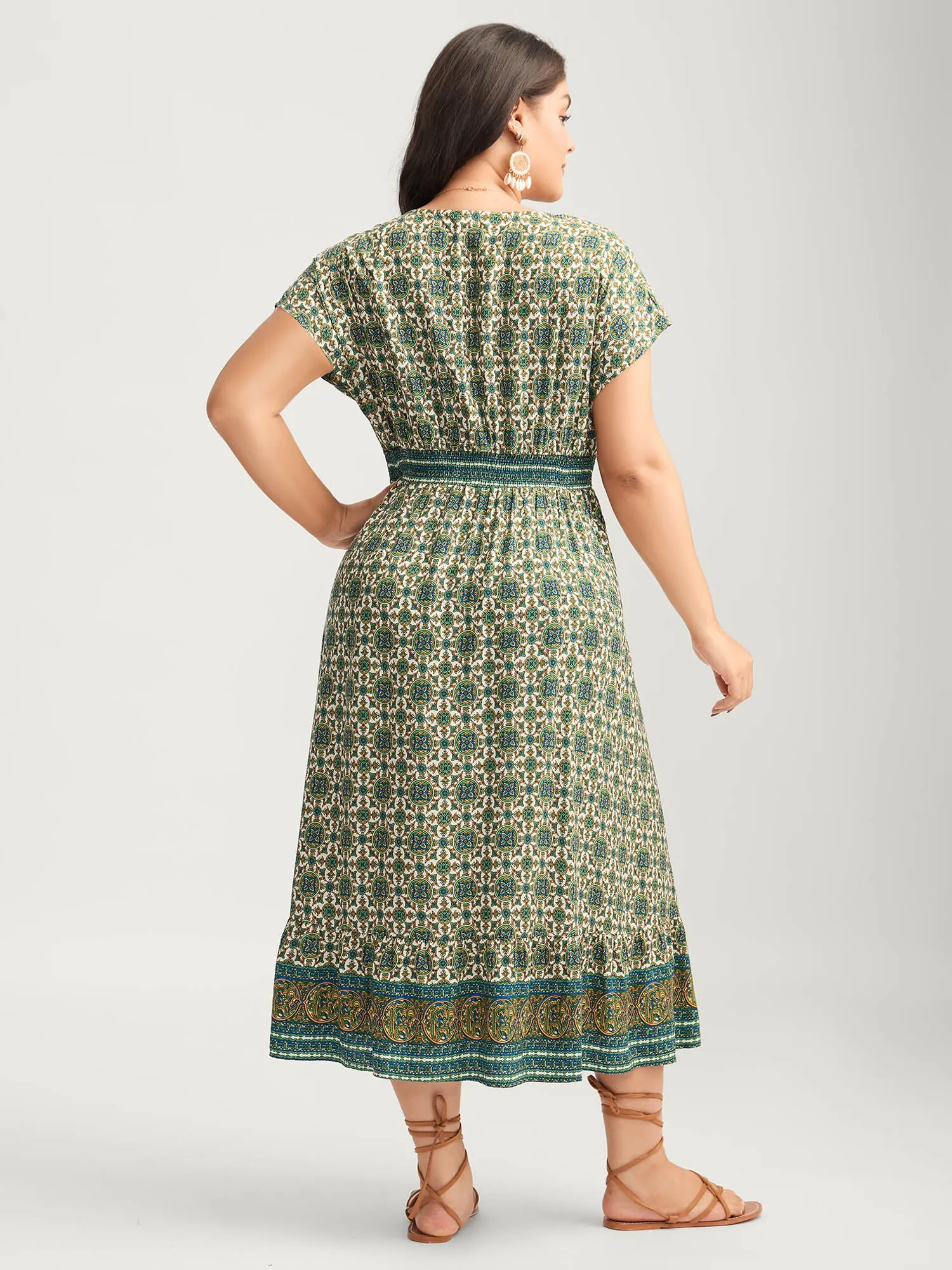 Rayon Floral Boho Print Pockets Midi Dress sold by Bloomchic product image thumbnail 4