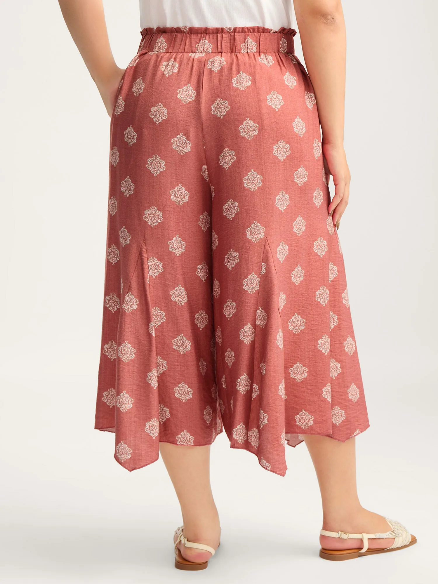 Boho Print Irregular Hem Flare Pants sold by Bloomchic product image thumbnail 4