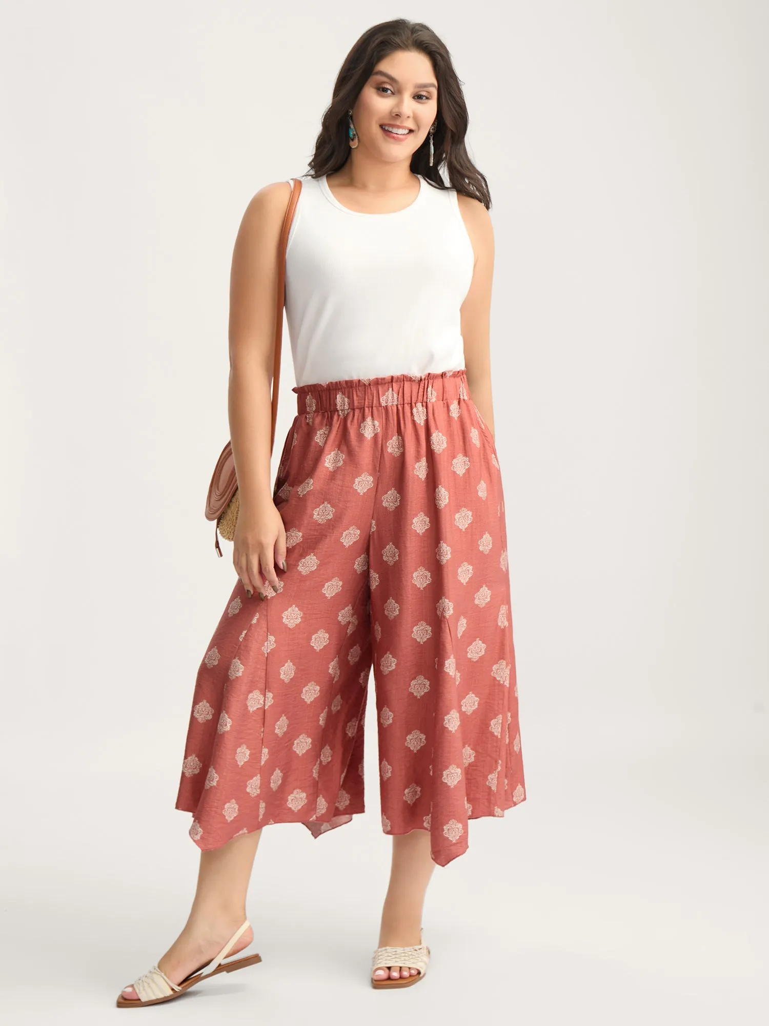 Boho Print Irregular Hem Flare Pants sold by Bloomchic product image thumbnail 3