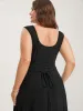 Sheer Back-Tie Plunging Neck Midi Dress sold by Bloomchic