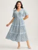 Floral Print Lace Tiered Midi Dress sold by Bloomchic