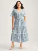 Floral Print Lace Tiered Midi Dress sold by Bloomchic
