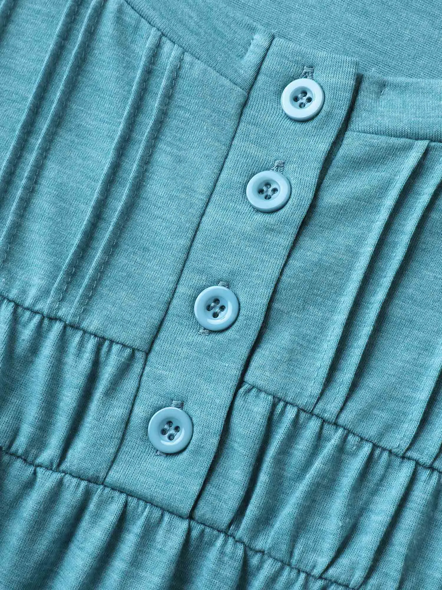 Heather Pleated Buttons Placket Solid T-Shirt sold by Bloomchic product image thumbnail 5