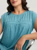 Heather Pleated Buttons Placket Solid T-Shirt sold by Bloomchic