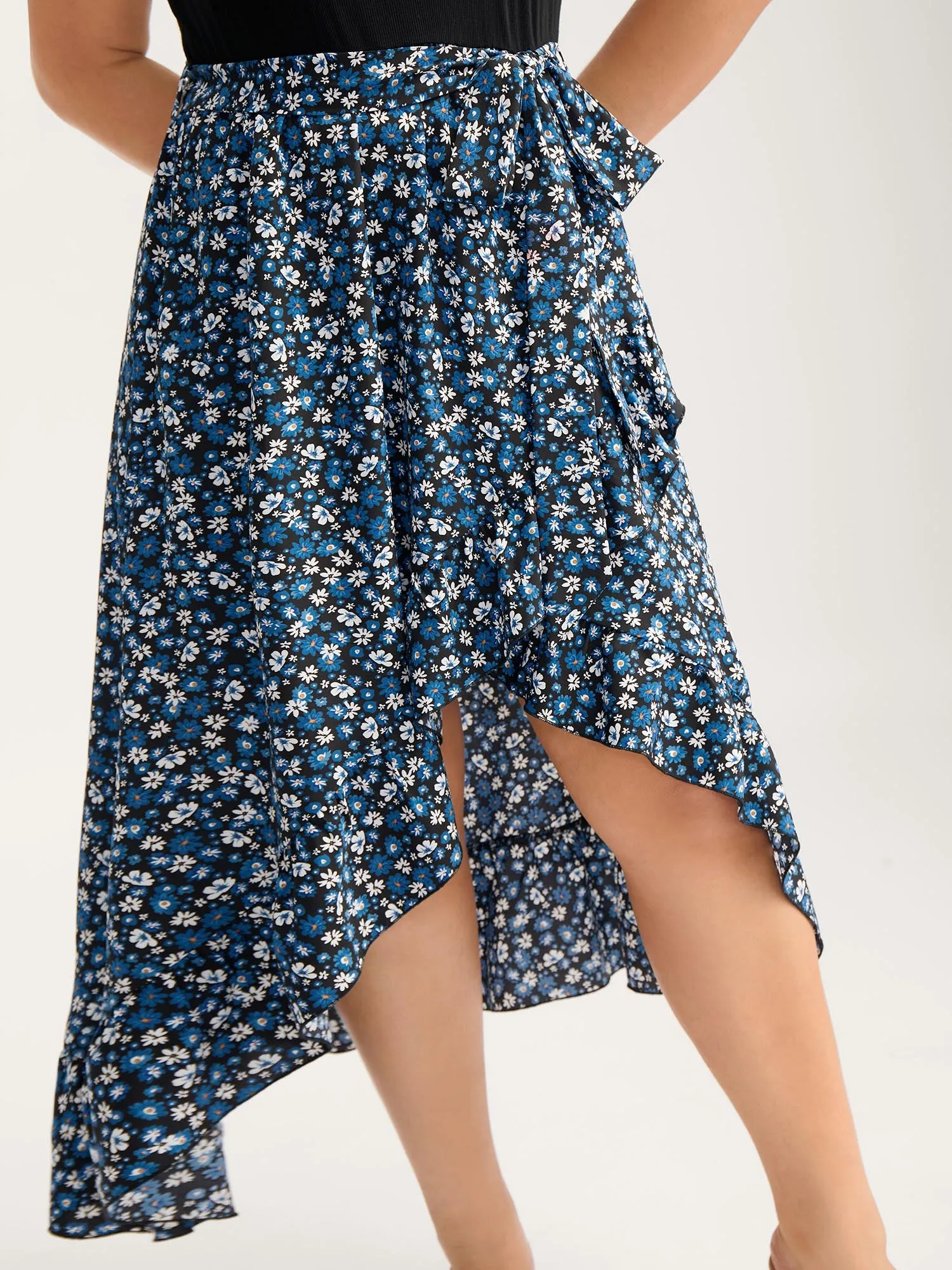 Floral Asymmetrical Hem Bow-Tie Midi Dress sold by Bloomchic product image thumbnail 2