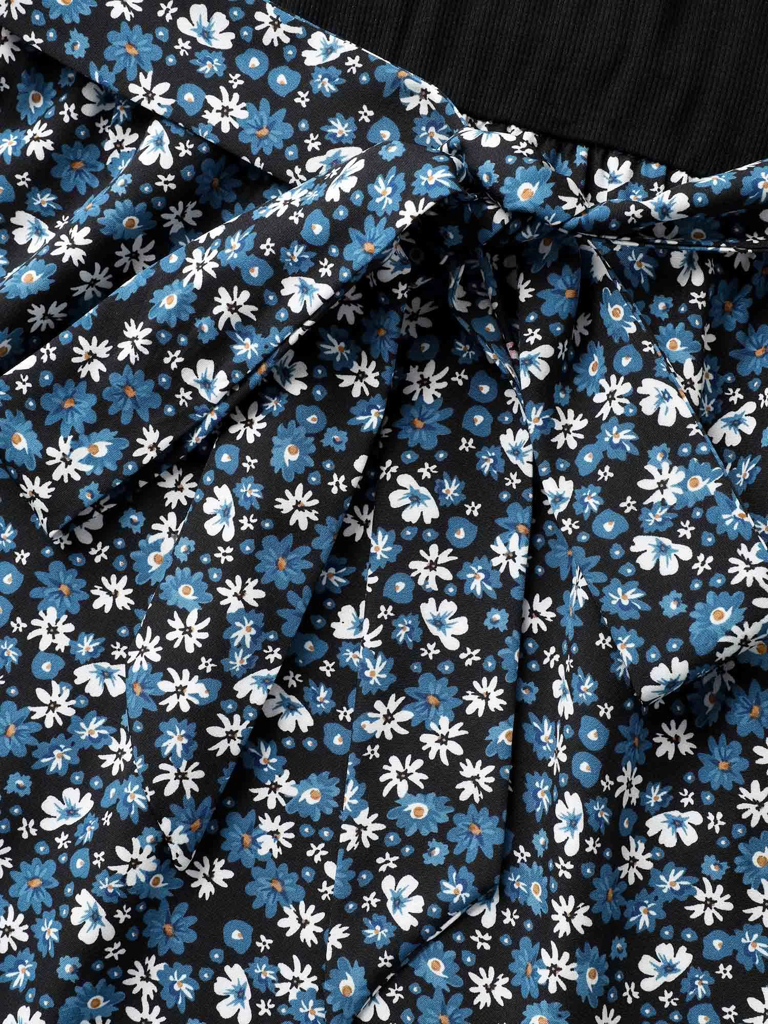 Floral Asymmetrical Hem Bow-Tie Midi Dress sold by Bloomchic product image thumbnail 5