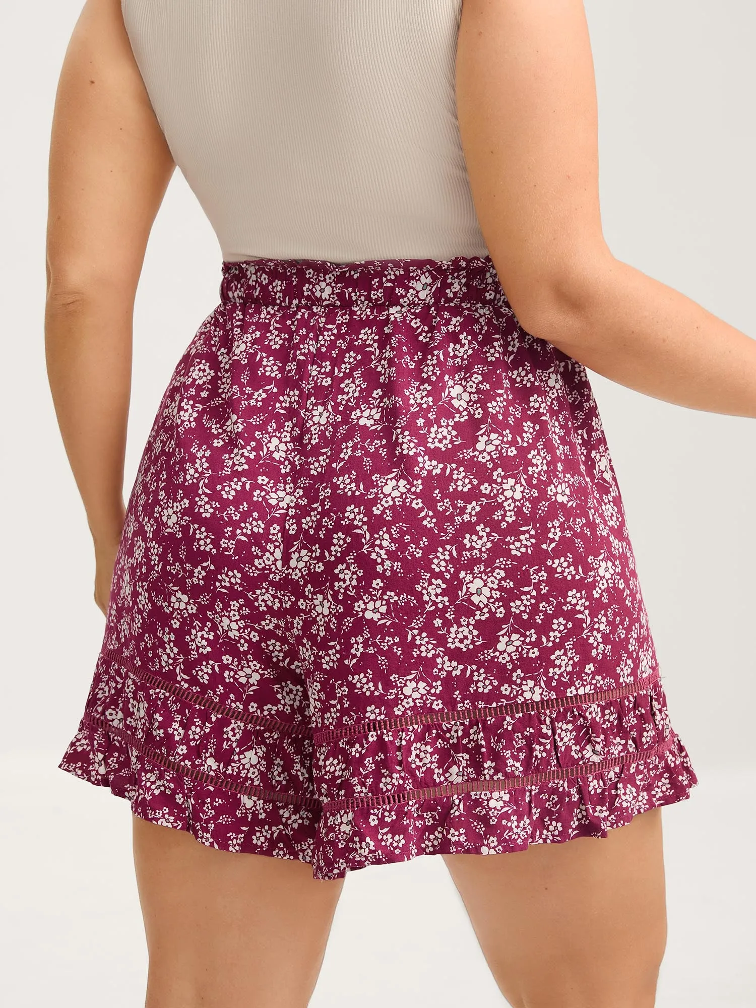 Floral Waist-Tie Wide-Leg Shorts sold by Bloomchic product image thumbnail 4