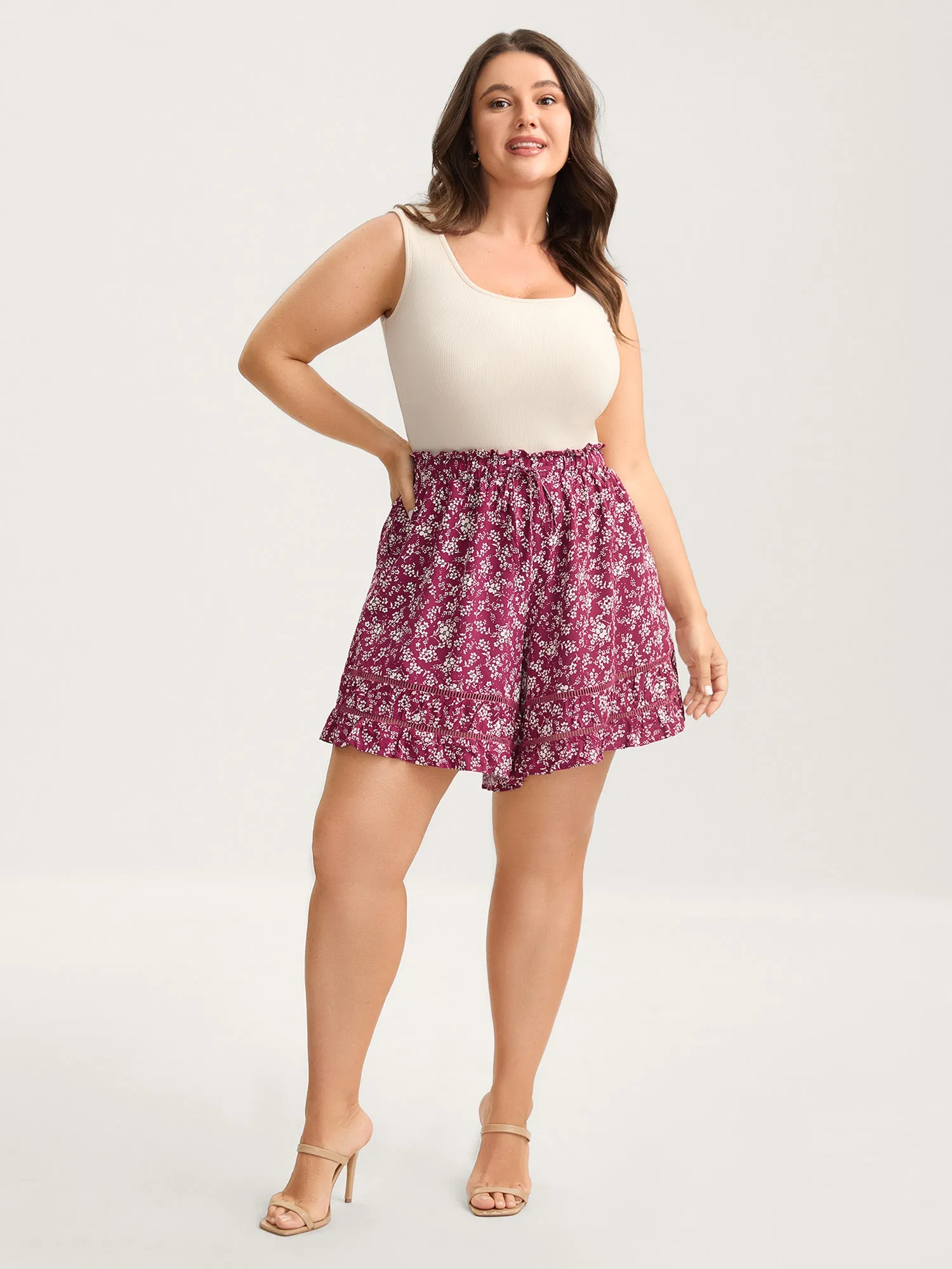 Floral Waist-Tie Wide-Leg Shorts sold by Bloomchic product image thumbnail 3