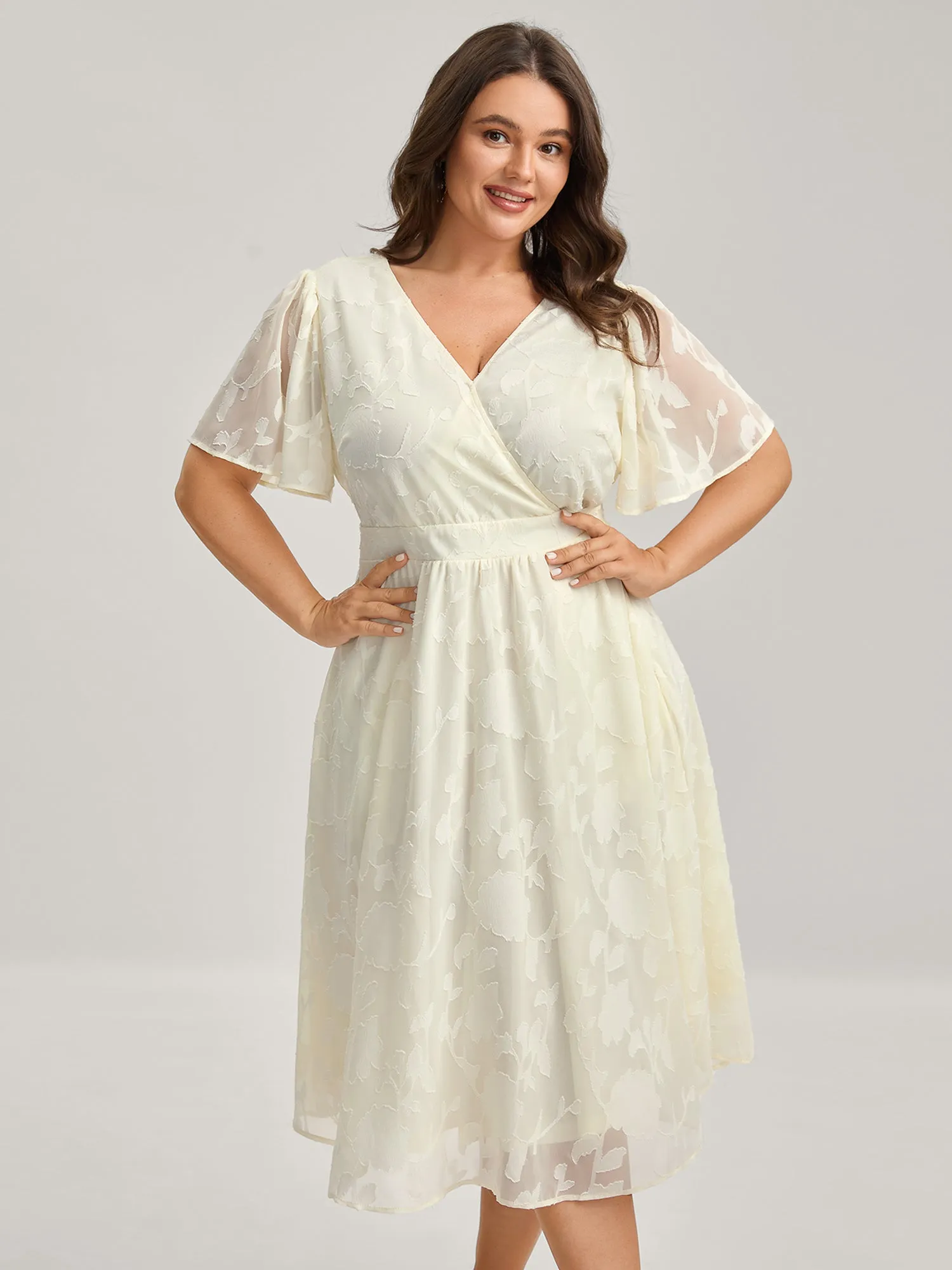 Back Tie-Up Sheer Textured Midi Dress sold by Bloomchic product image thumbnail 2