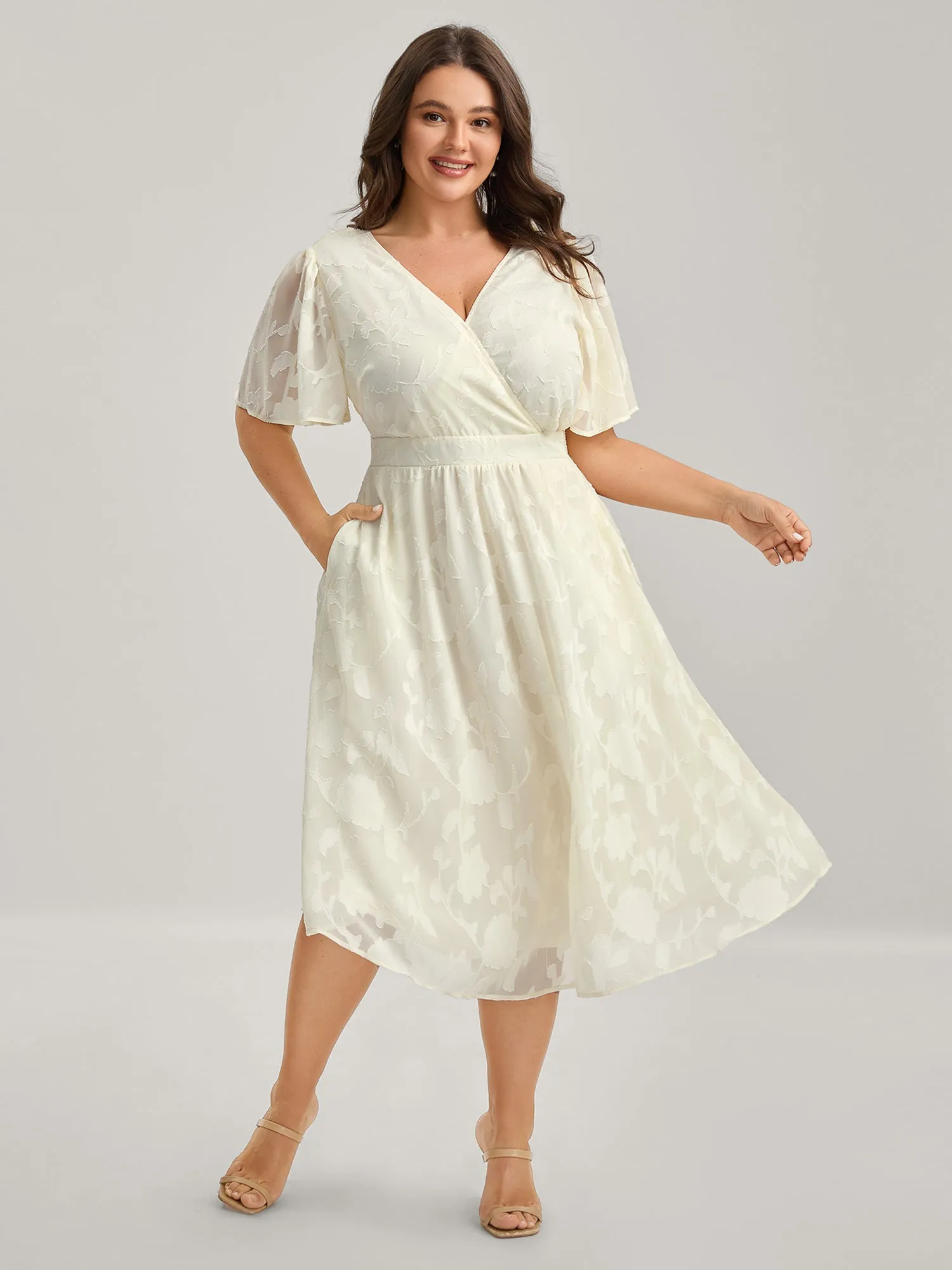 Back Tie-Up Sheer Textured Midi Dress sold by Bloomchic product image thumbnail 3