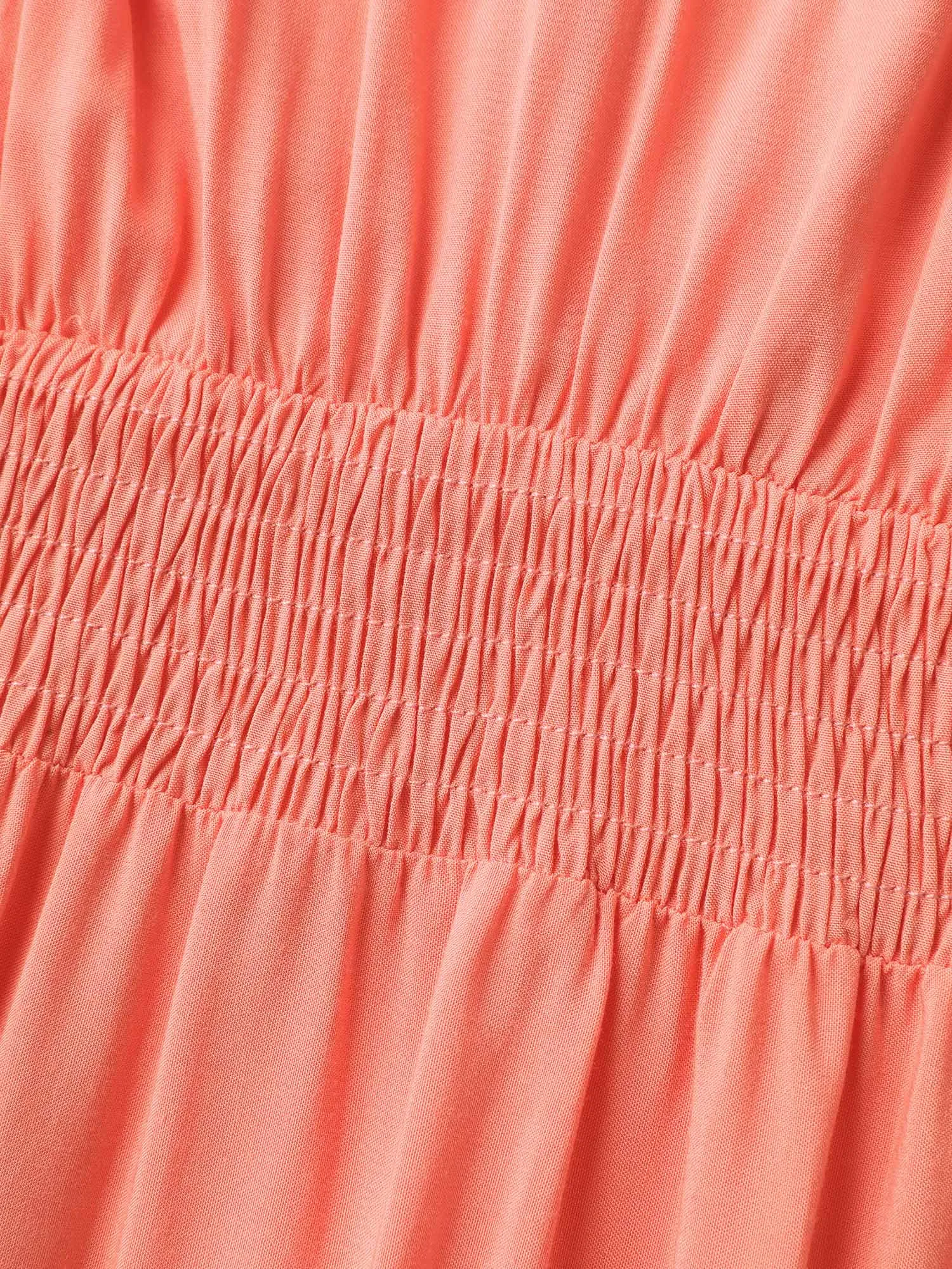 Shirred Waist Tassels Tiered Solid Maxi Dress sold by Bloomchic product image thumbnail 5