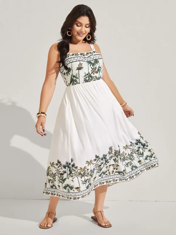 Rayon Tropical Paradise Pockets Midi Dress sold by Bloomchic