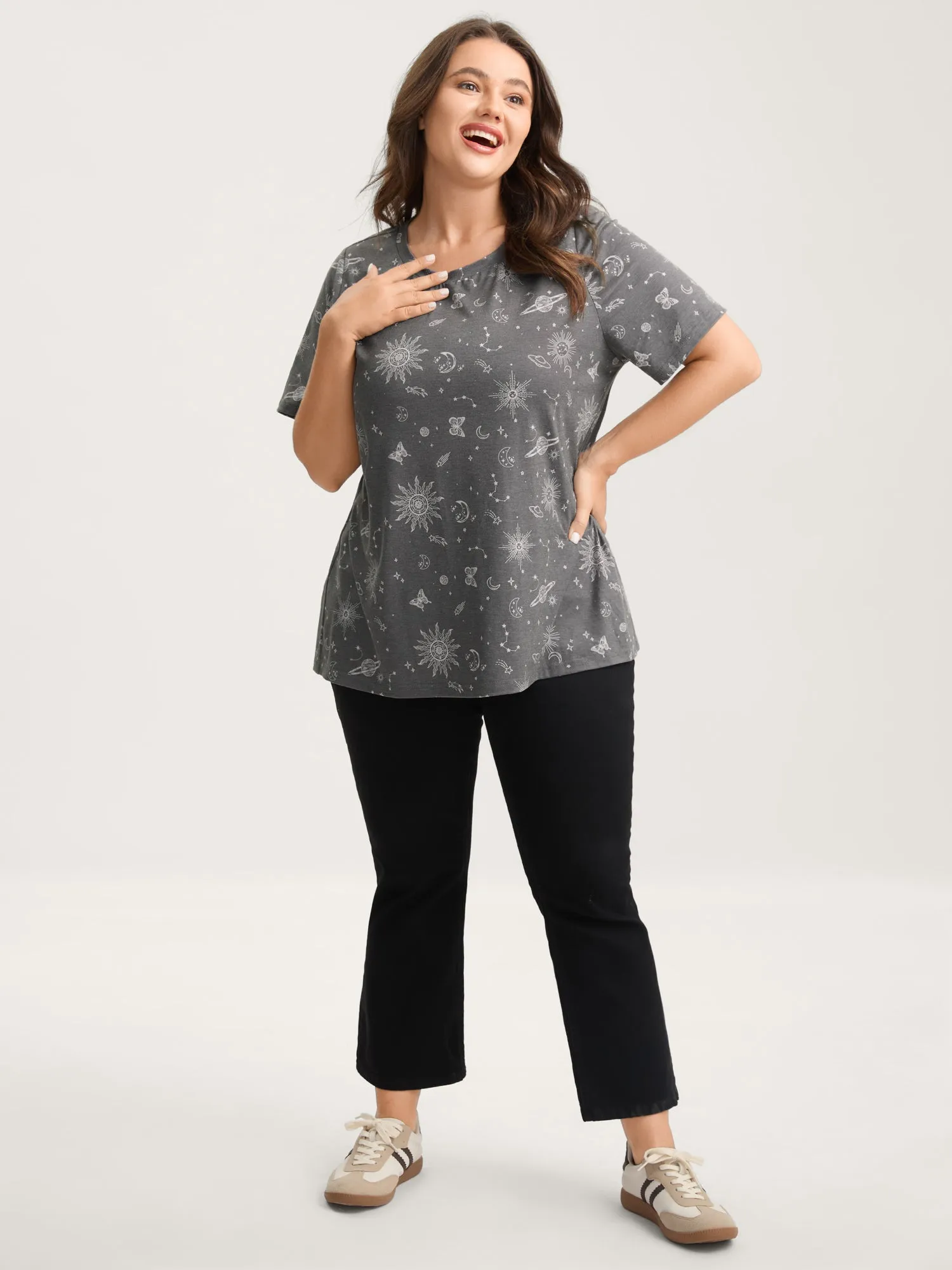 Celestial Print Crew Neck T-Shirt sold by Bloomchic product image thumbnail 3