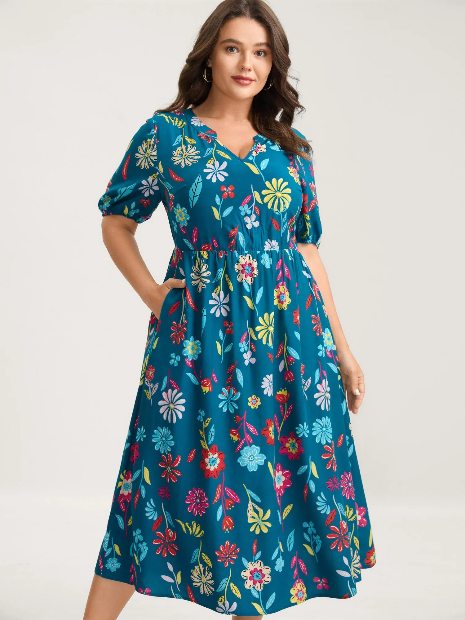 Rayon Floral Print Midi Dress sold by Bloomchic