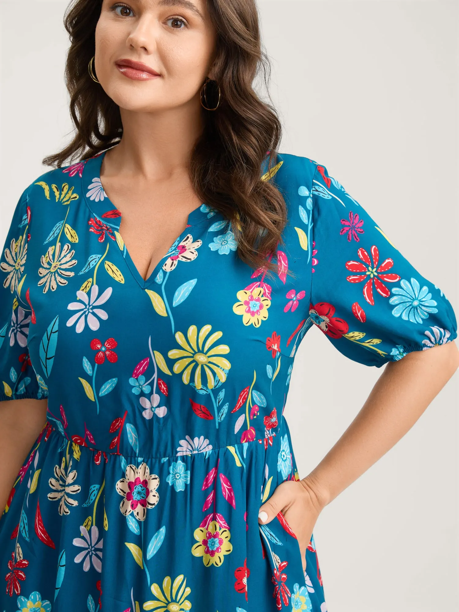 Rayon Floral Print Midi Dress sold by Bloomchic product image thumbnail 2