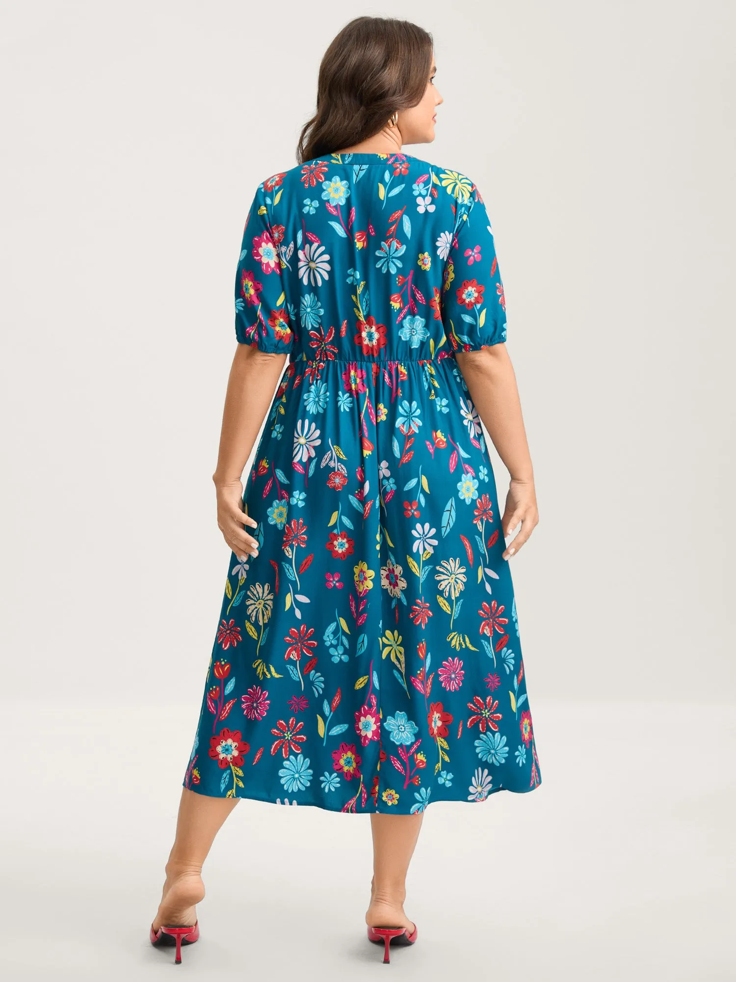 Rayon Floral Print Midi Dress sold by Bloomchic product image thumbnail 4