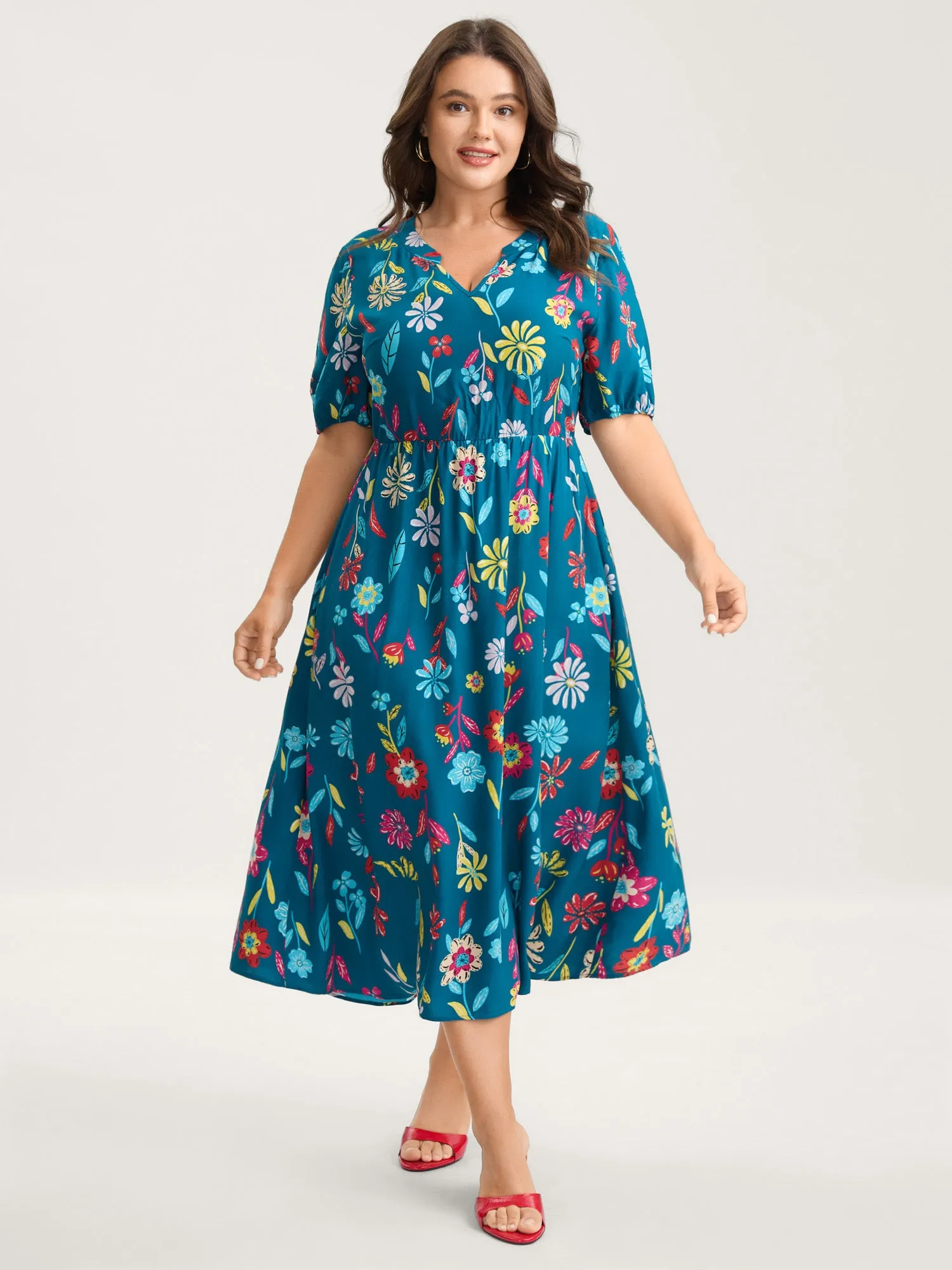 Rayon Floral Print Midi Dress sold by Bloomchic product image thumbnail 3