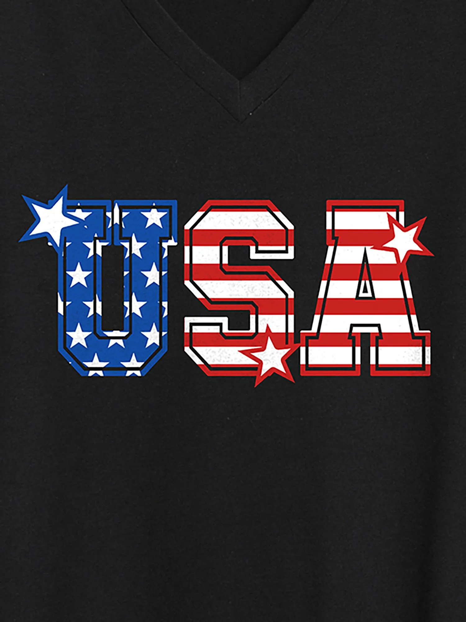 Stars and Stripes V-Neck Solid T-Shirt sold by Bloomchic product image thumbnail 2