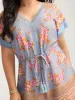 Bright Floral Print Waist-Tie Romper sold by Bloomchic